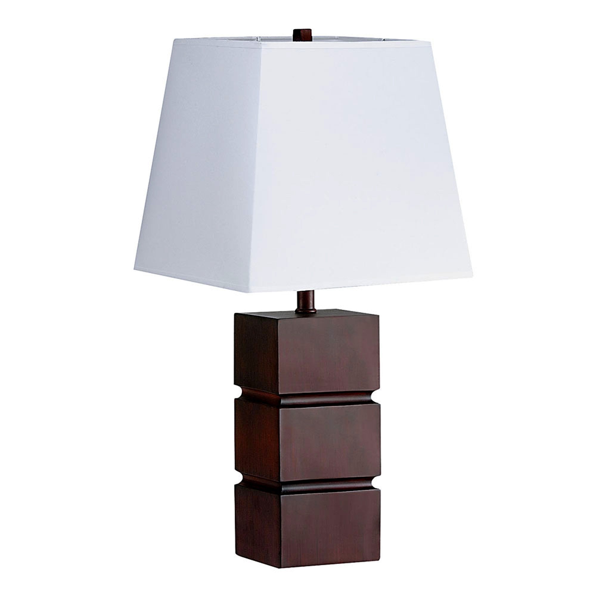 27" Brown Bedside Table Lamp With White Shade