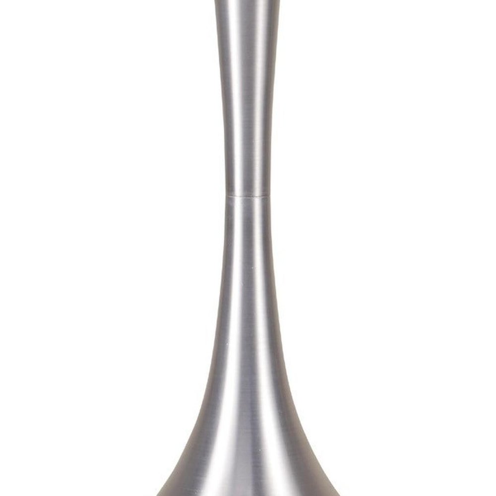 28" Silver Metal Bedside Table Lamp With White Shade