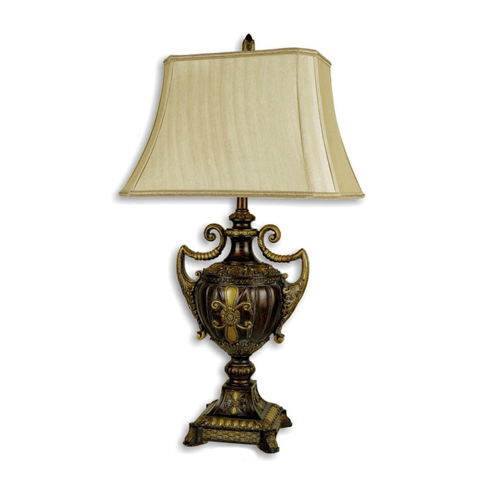 31" Gold Bedside Lamp With Bell Shade