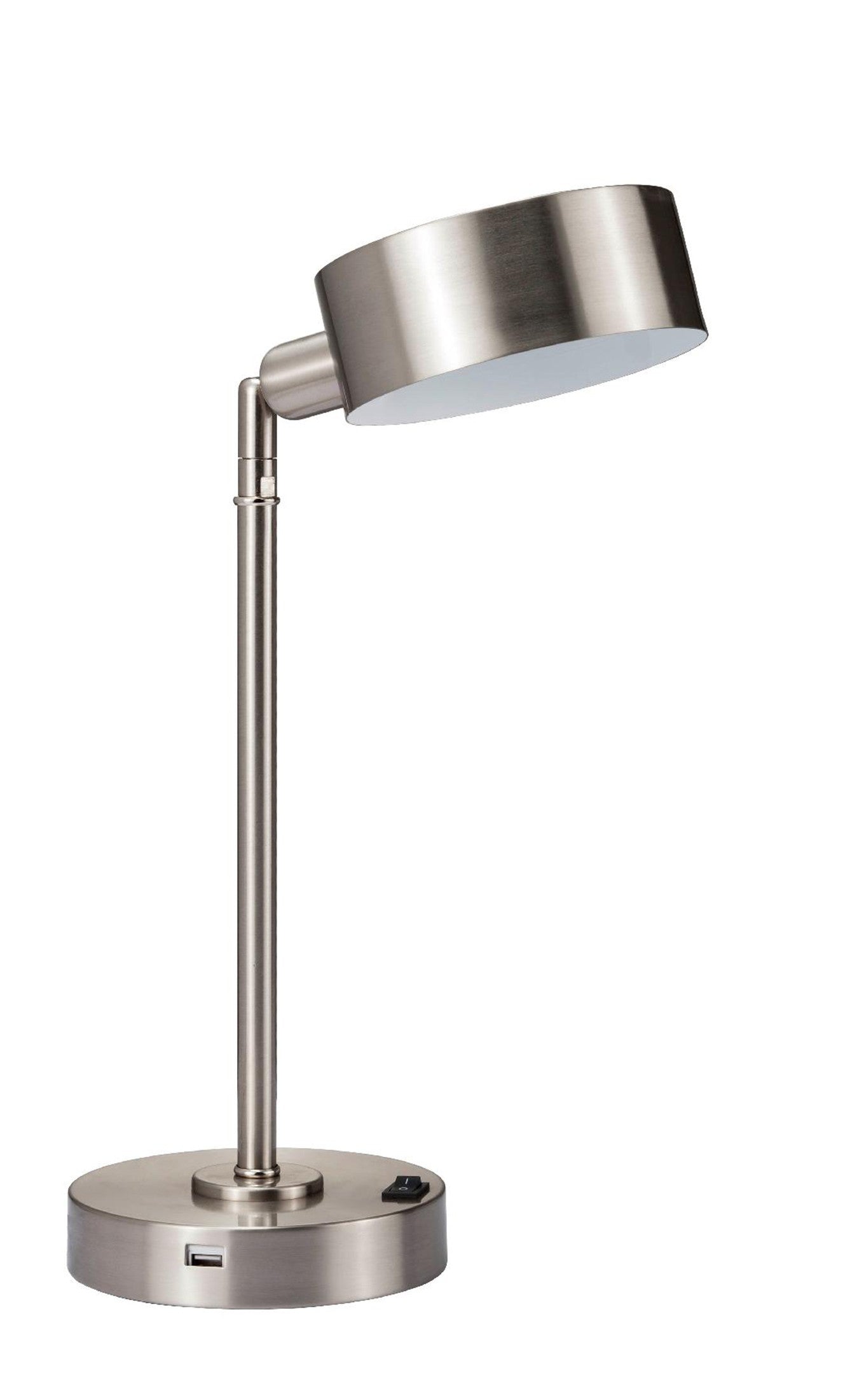 15" Silver Metal Bedside Table Lamp With Silver Shade