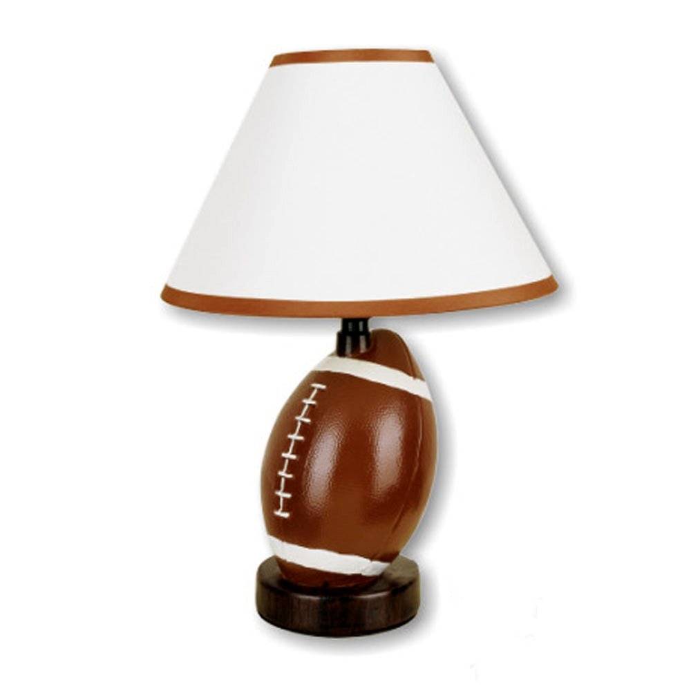 14" Brown Ceramic Novelty Bedside Lamp With Brown And White Empire Shade