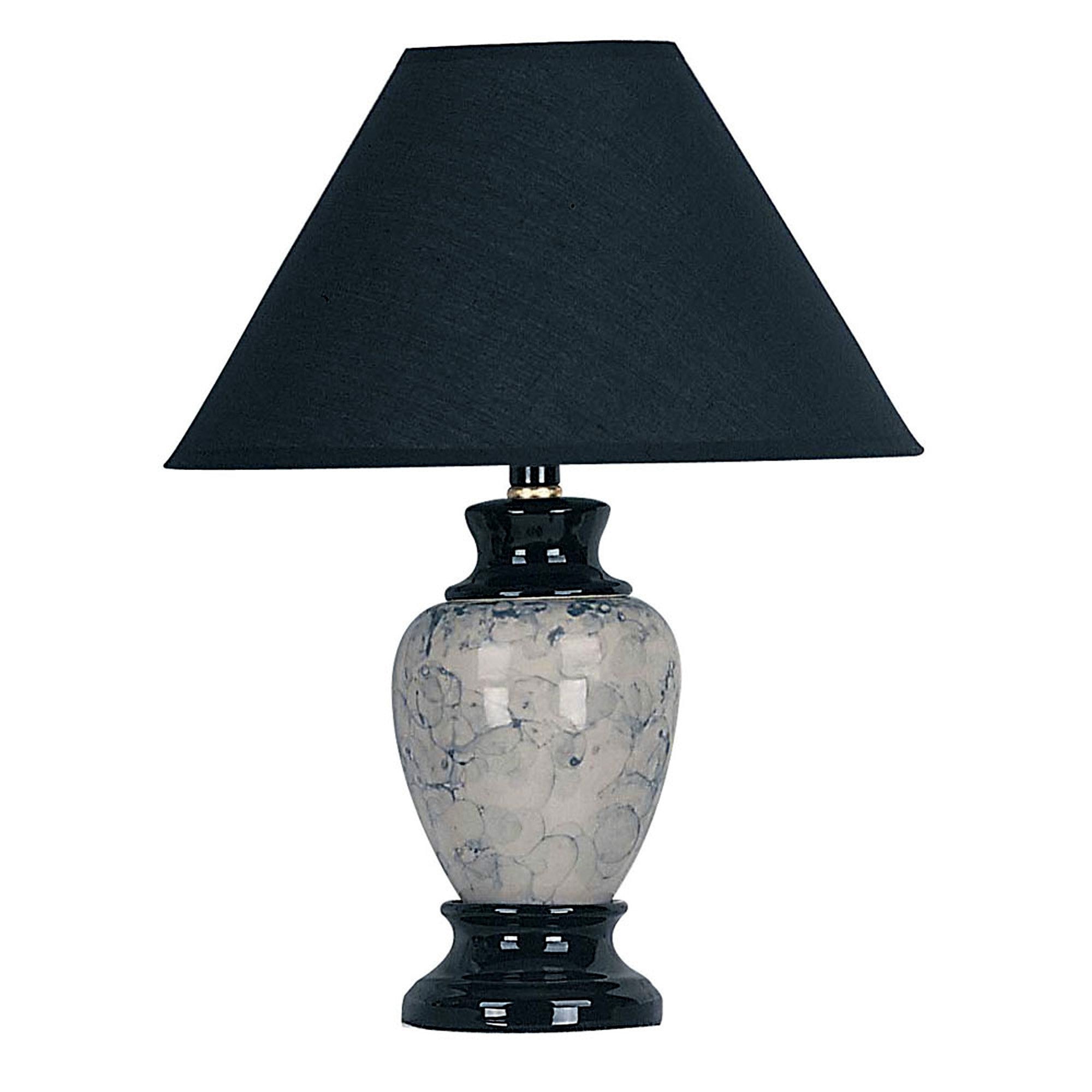 13" Black Ceramic Bedside Table Lamp With Black Shade