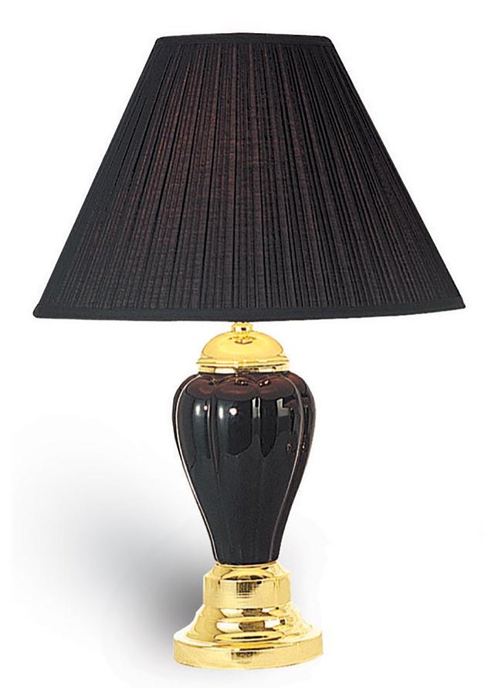 27" Ivory and Gold Ceramic Urn Table Lamp With Off White Empire Shade