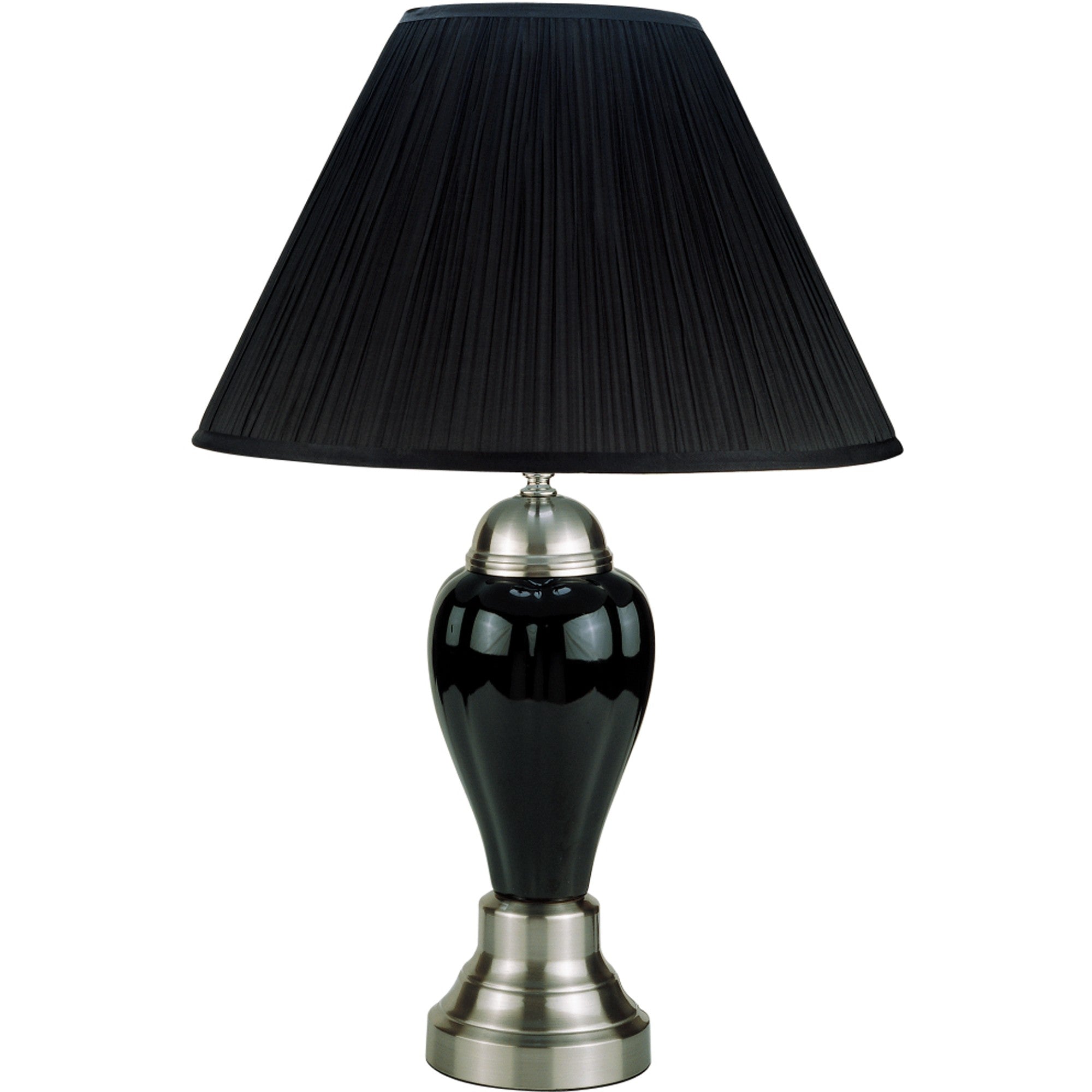 27" Black and Silver Ceramic Urn Table Lamp With Black Empire Shade