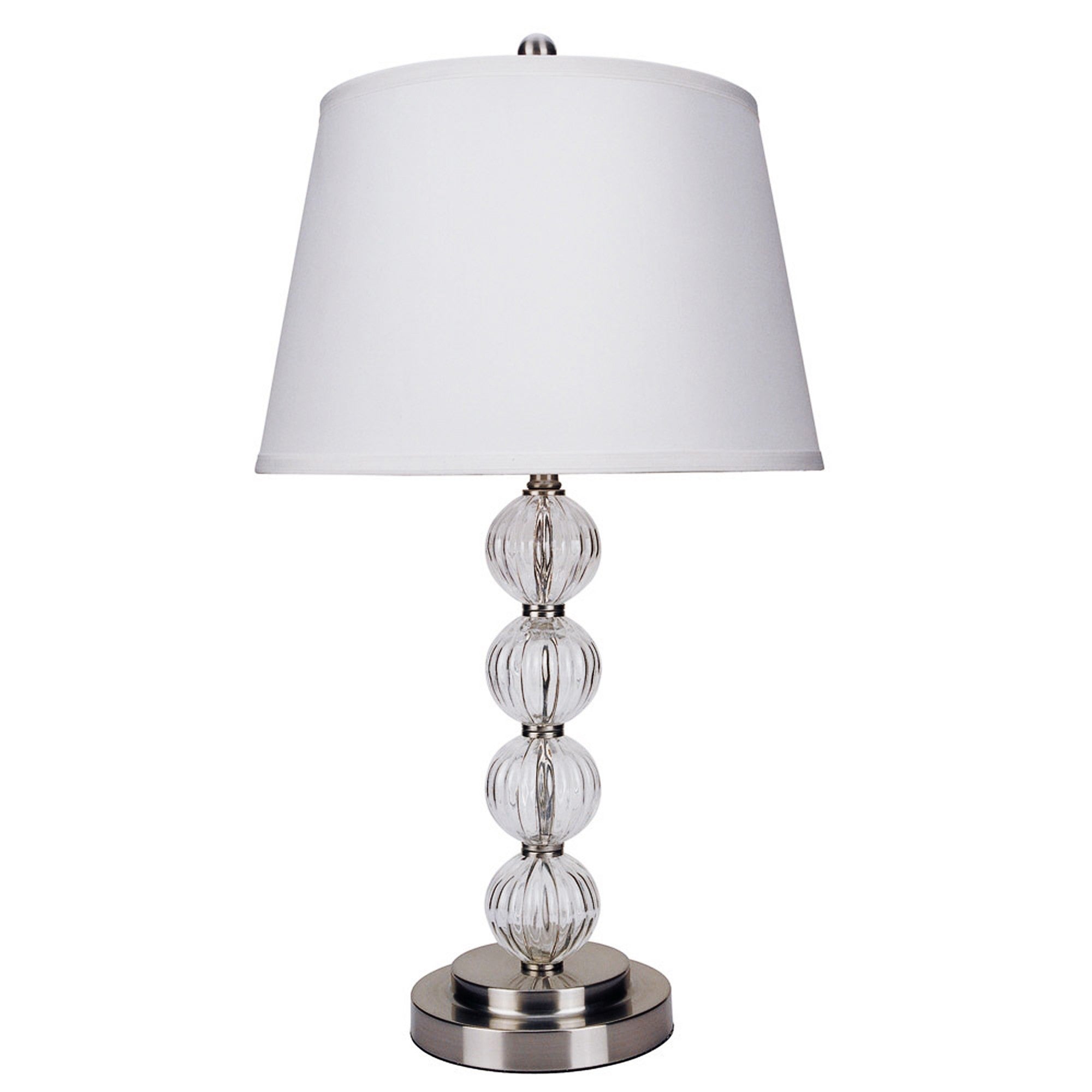 29" Silver Metal Table Lamp With White Classic Empire Shade