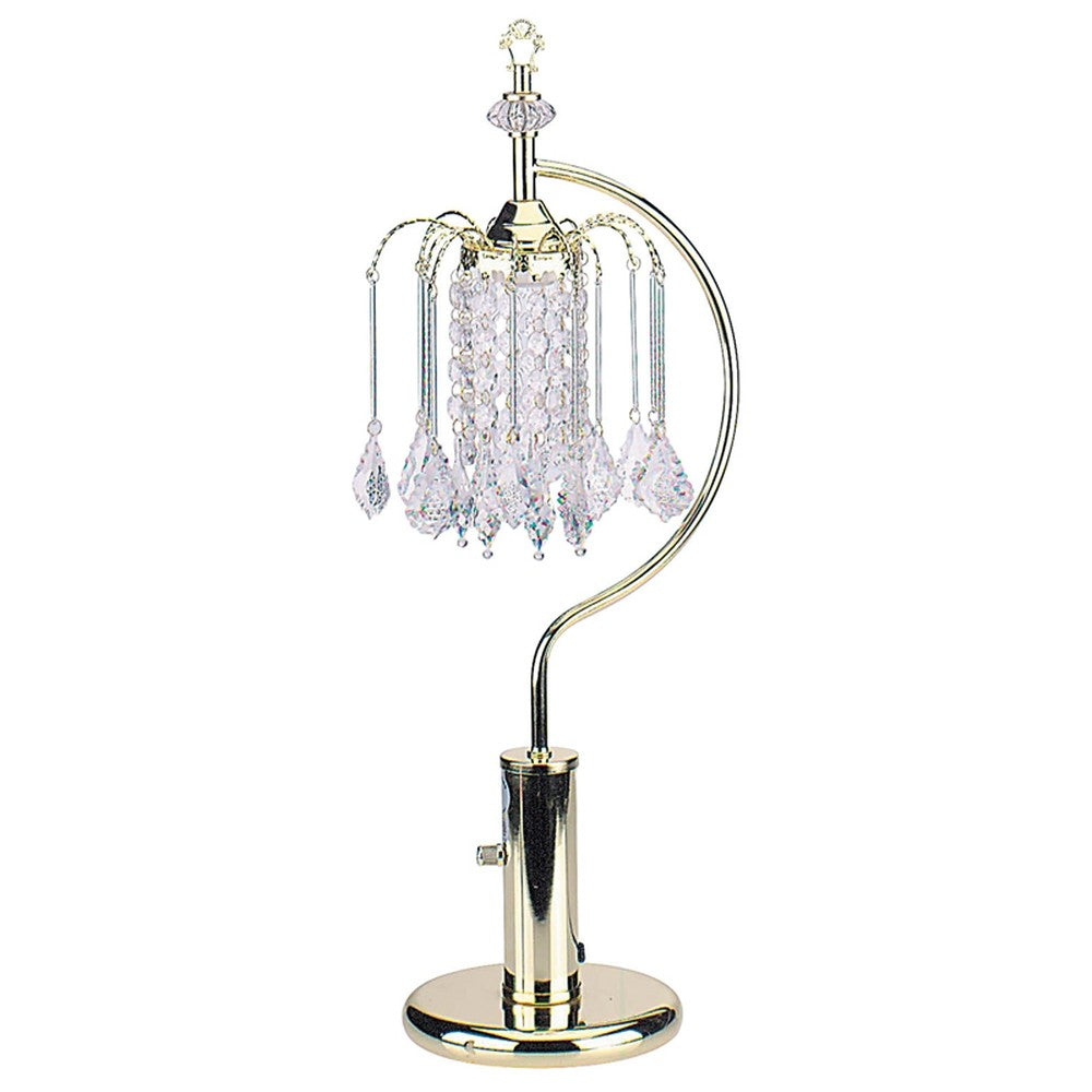 27" Gold Metal Chandelier Faux Crystal Table Lamp