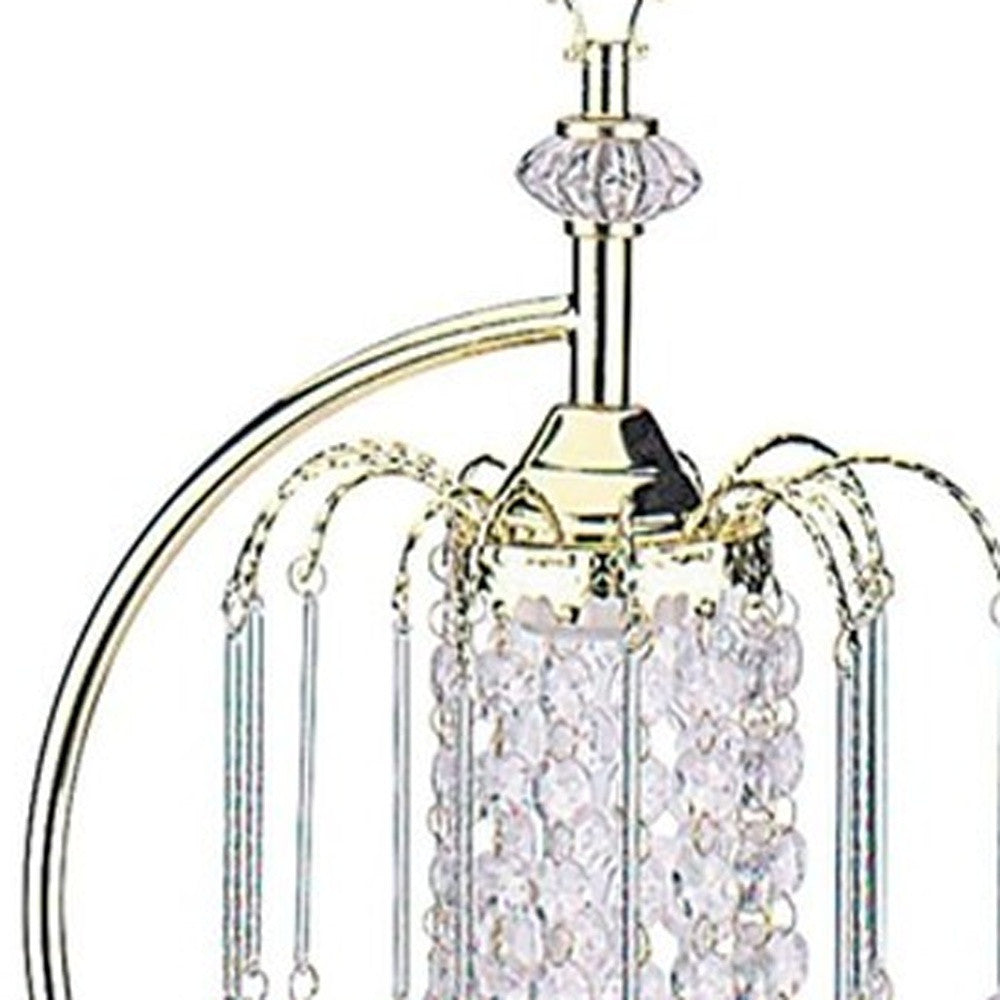 27" Gold Metal Chandelier Faux Crystal Table Lamp