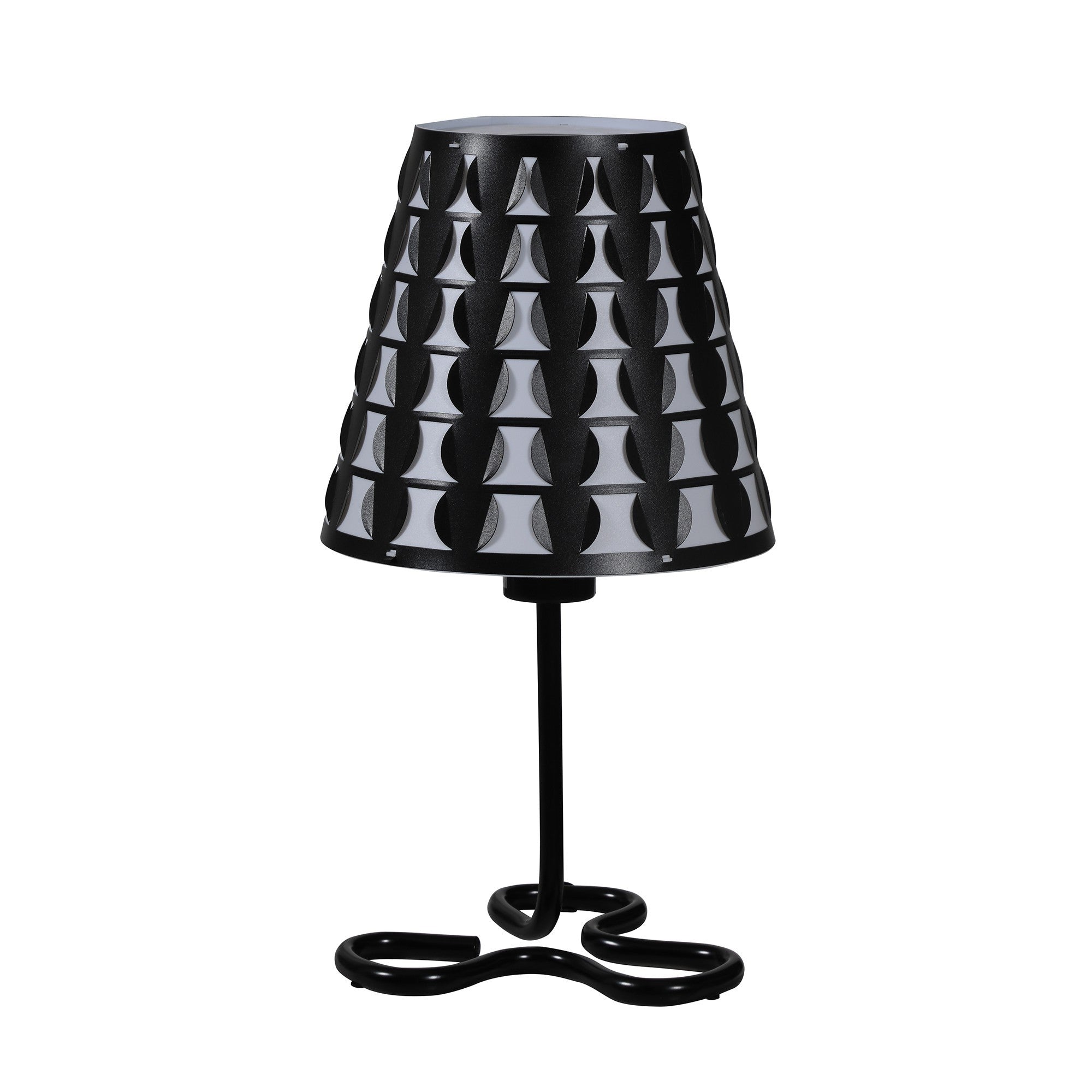 16" Black Bedside Table Lamp With Black Polka Dots Empire Shade