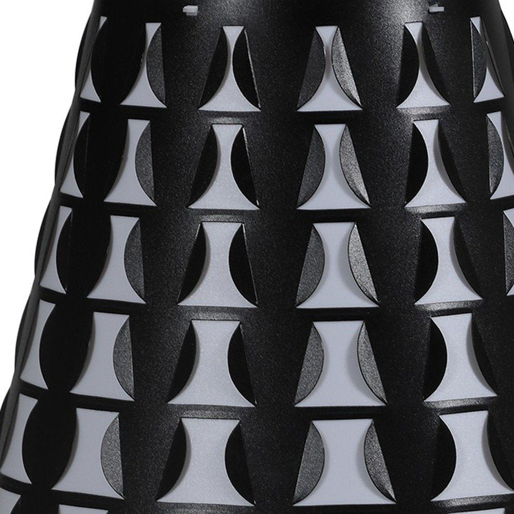 16" Black Bedside Table Lamp With Black And White Polka Dots Empire Shade