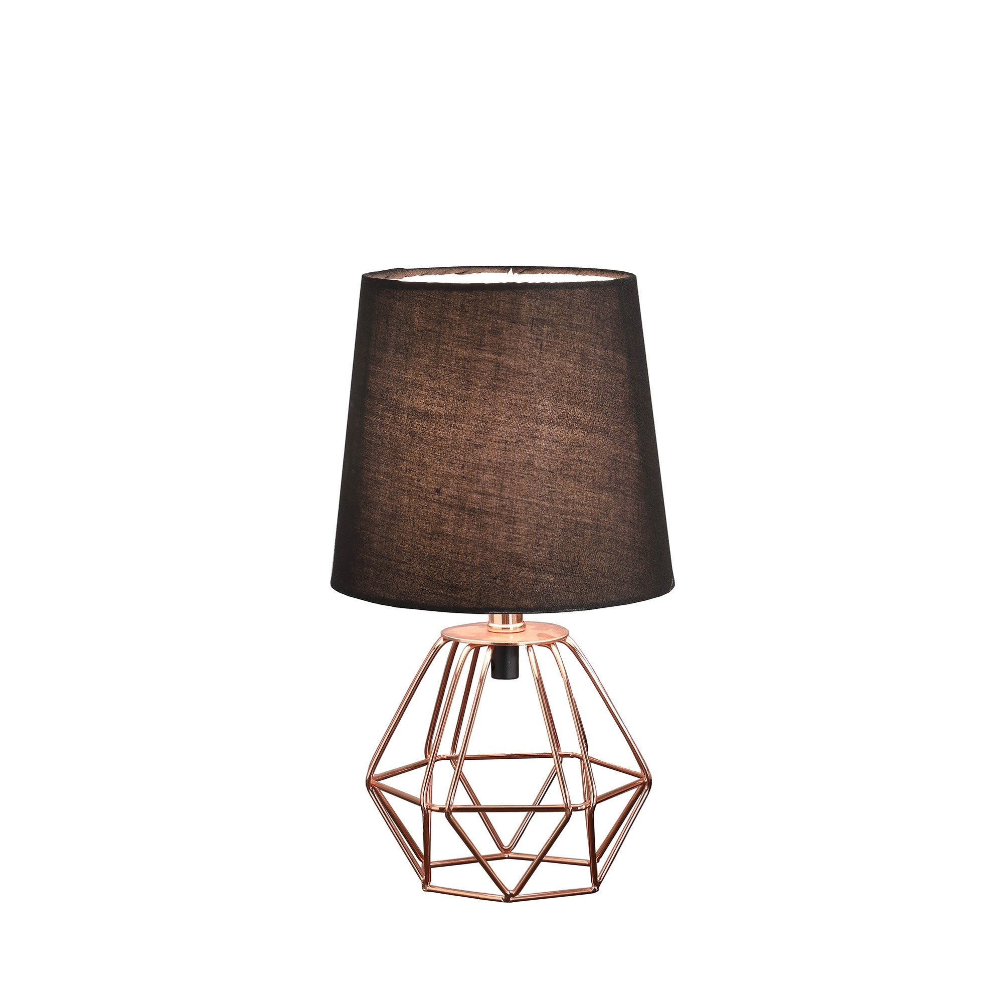 11" Copper Bedside Table Lamp With Black Empire Shade
