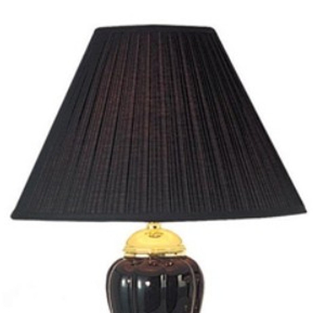 Set Of Three 64" Gold Ceramic Bedside Floor and Table Lamp Set With Black Empire Shade