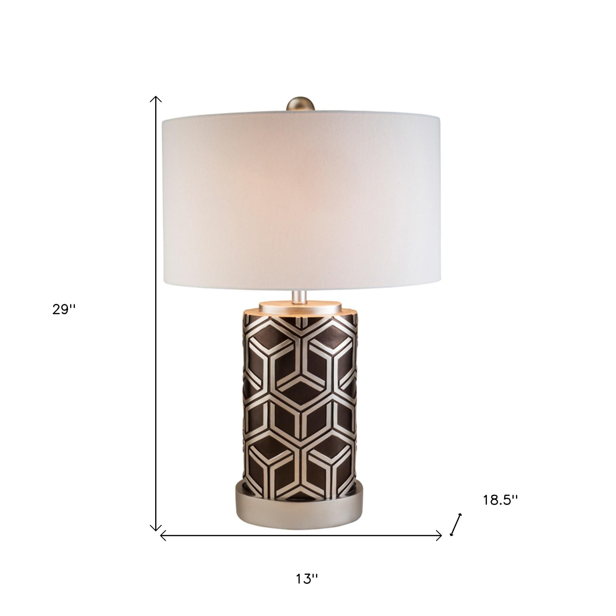 Deep Brown and Silver Geo Weave Table Lamp