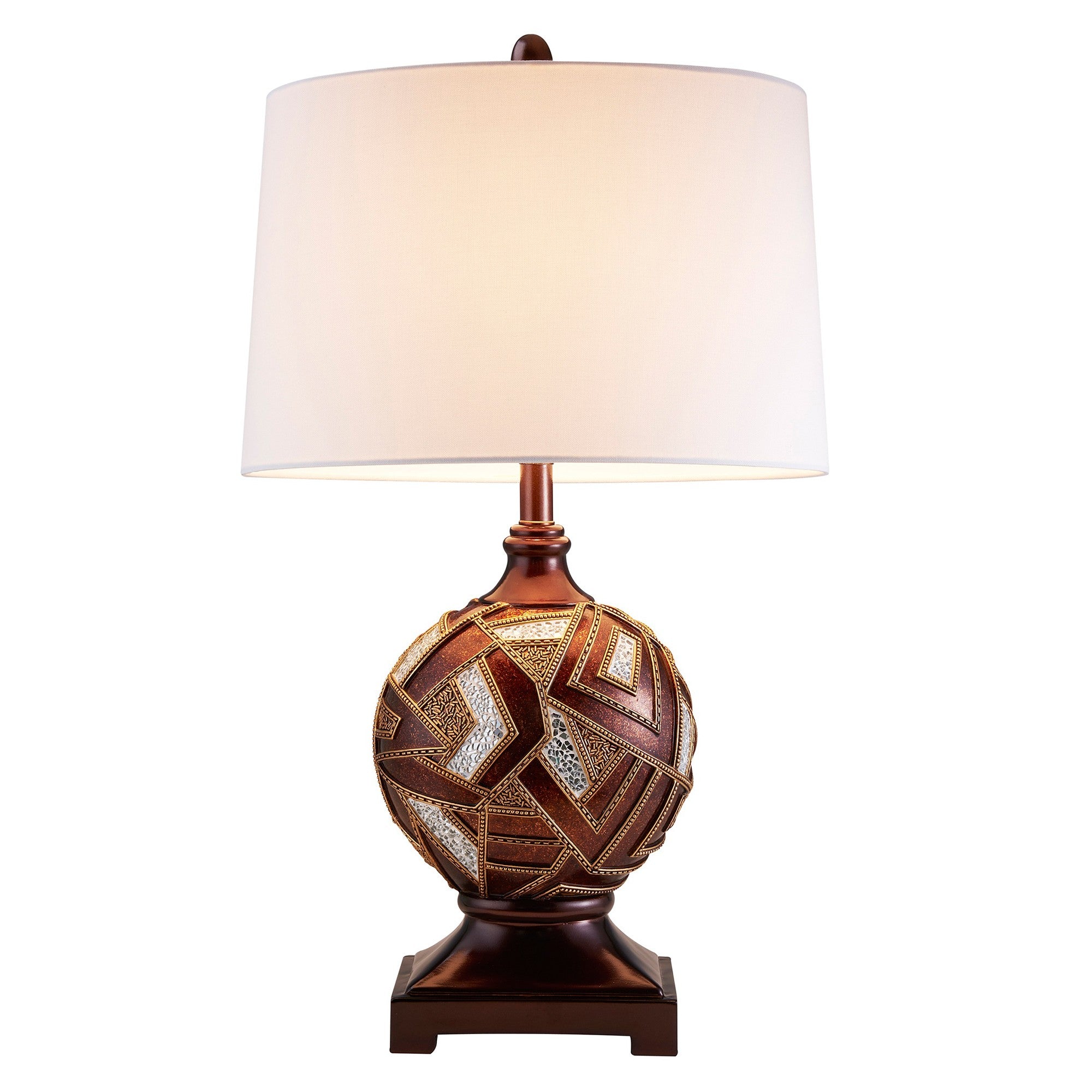 Brown Metallic Mosaic Design Table Lamp