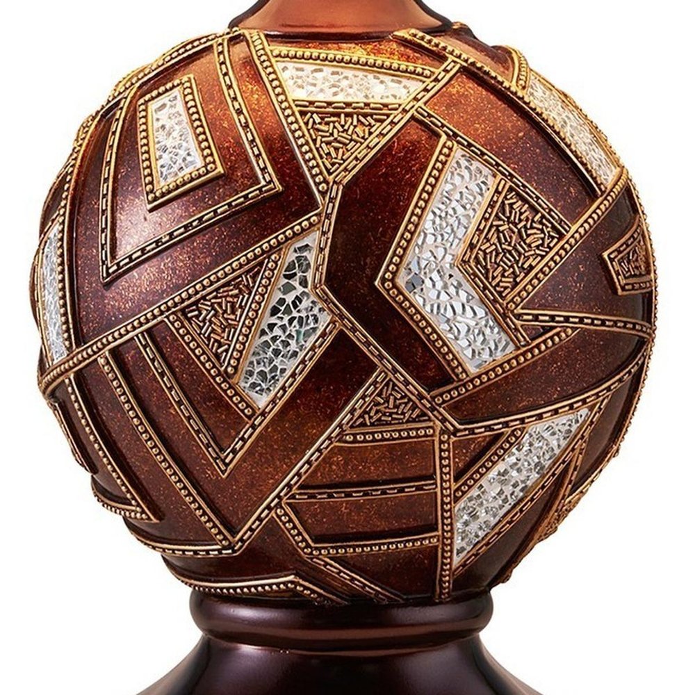 Brown Metallic Mosaic Design Table Lamp