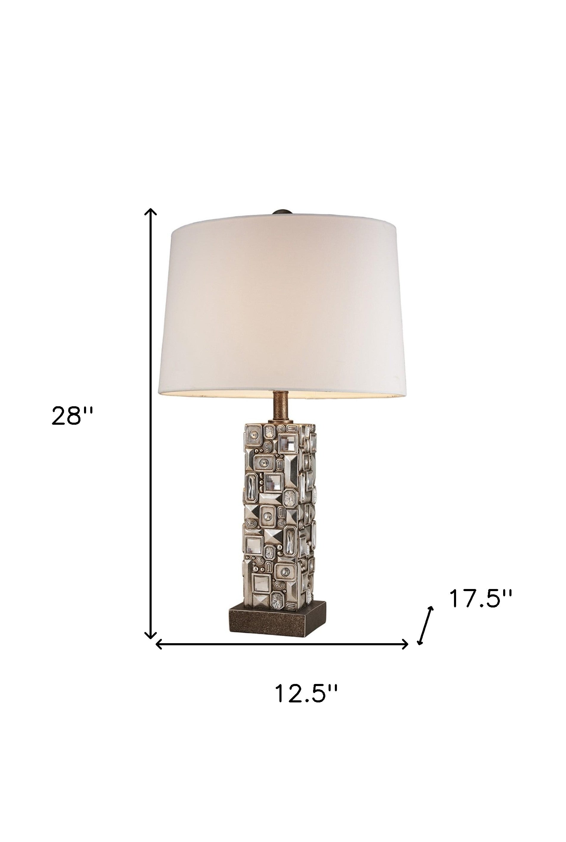 Silver Table Lamp with Abstract Mirror Design