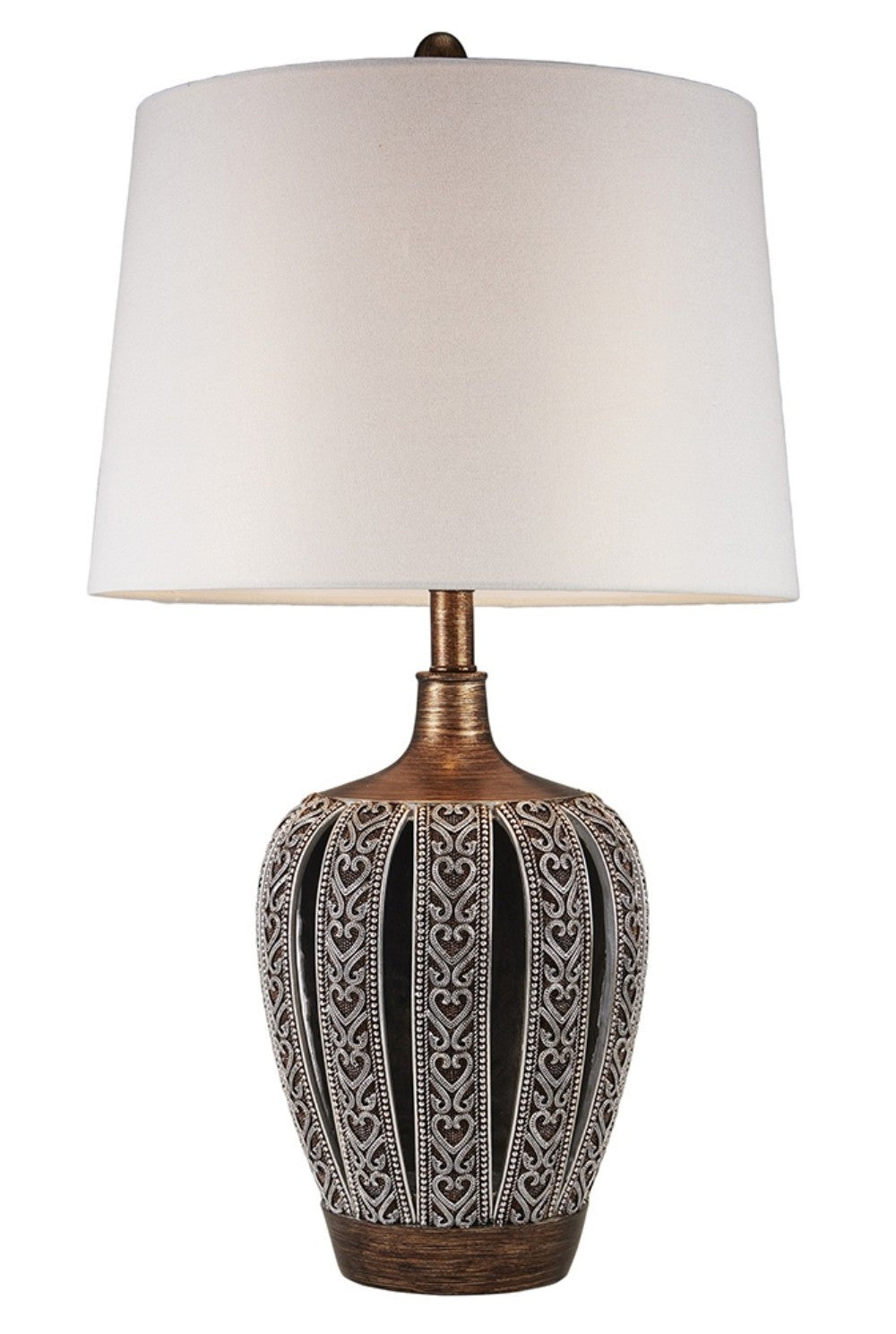 Primo Tall Brown Table Lamp with White Lamp Shade