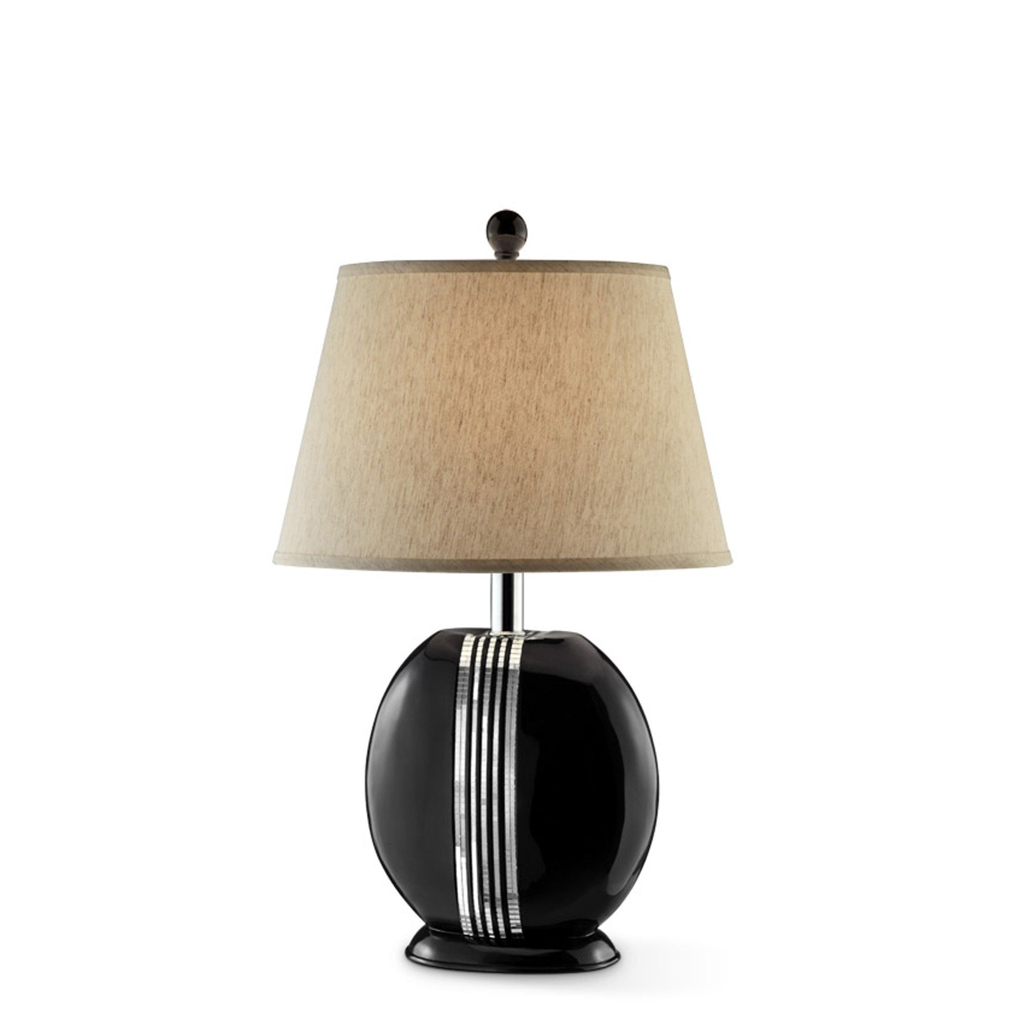 Black Polyresin Lamp with Beige Fabric Shade