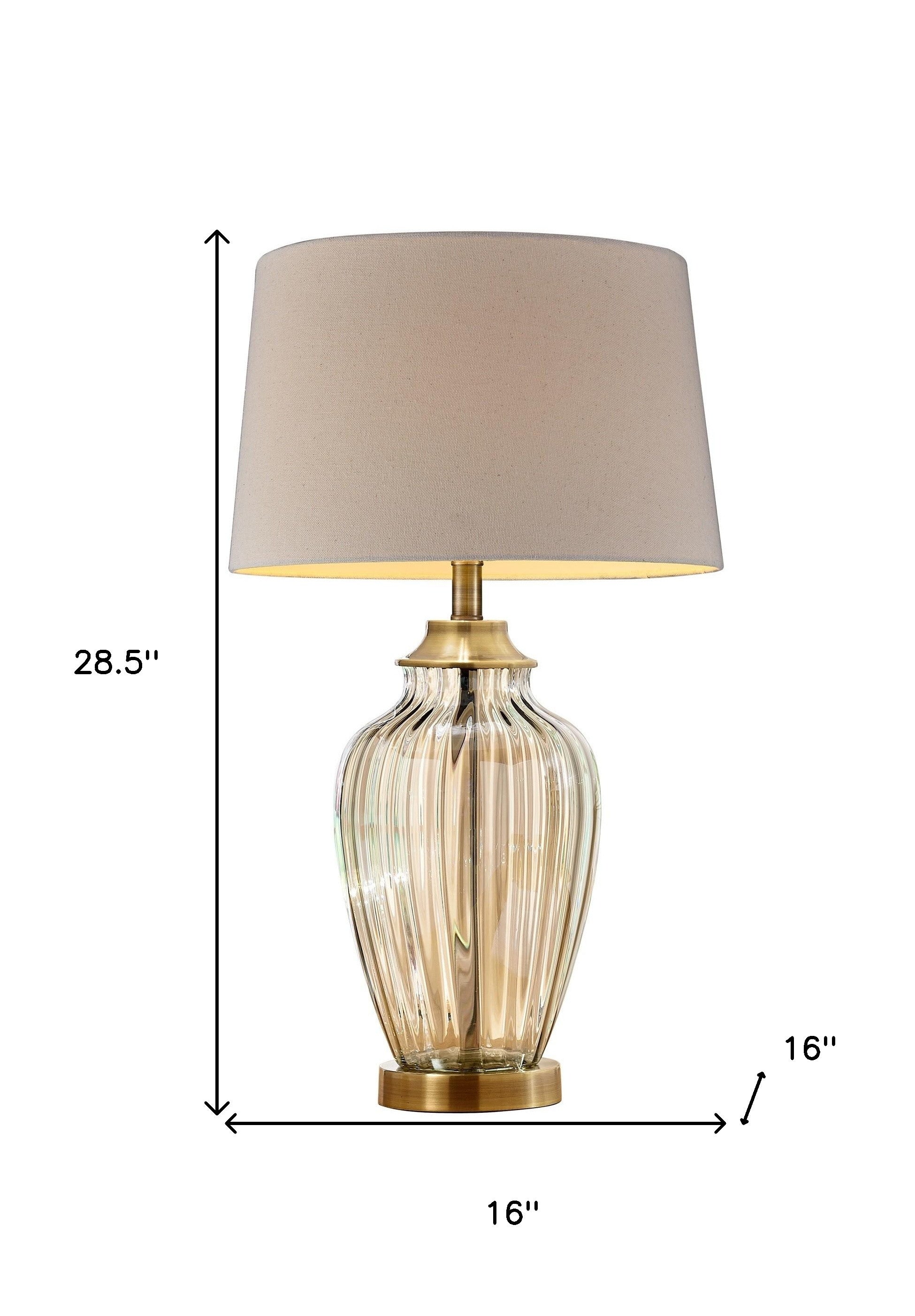 29" Bronze Metal Bedside Table Lamp With Tan Shade