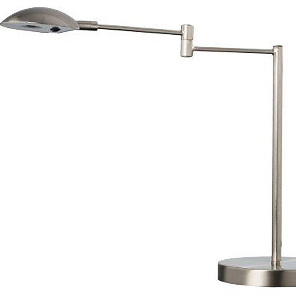 16" Silver Metal Desk Table Lamp With Silver Shade