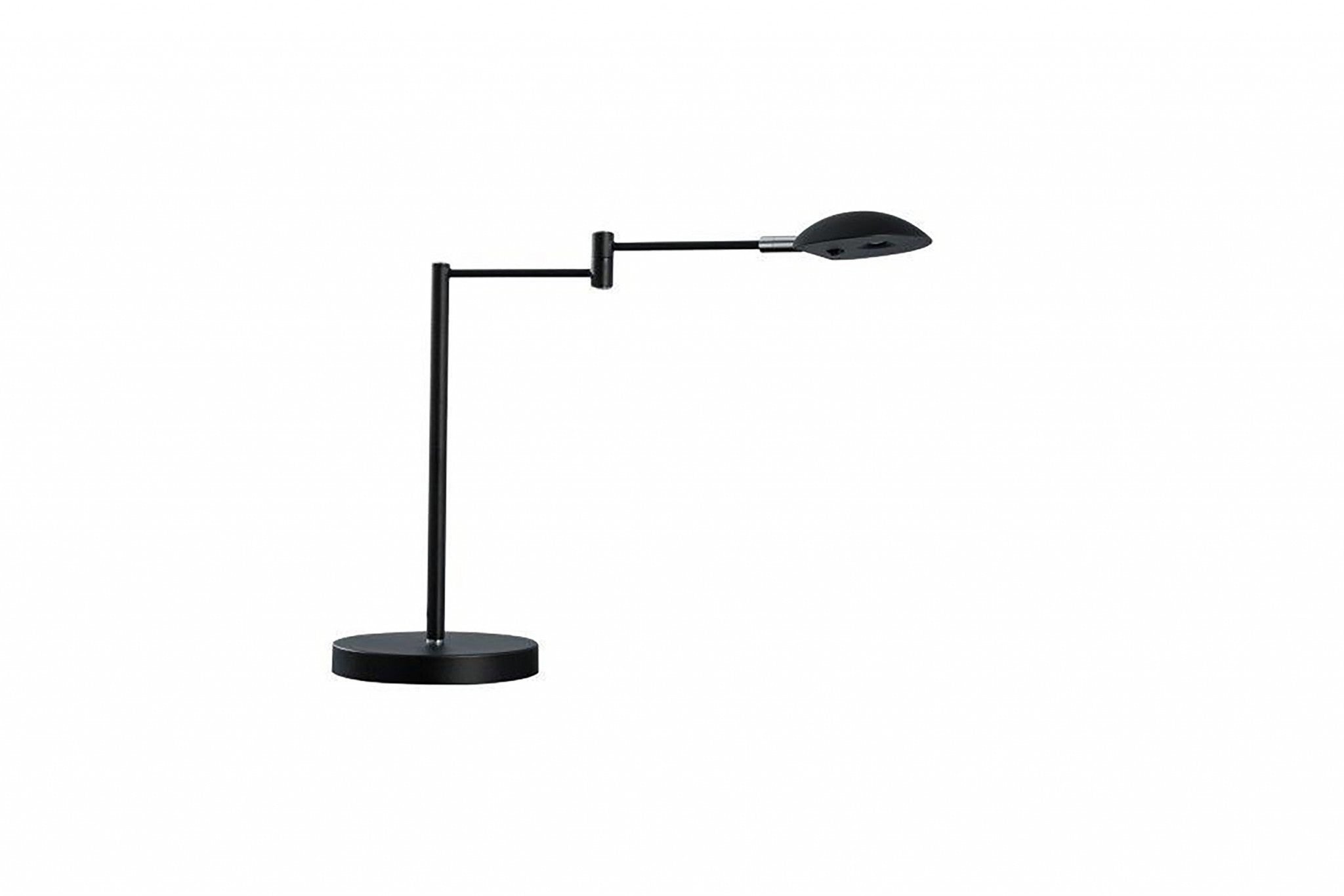 16" Black Metal Swing Arm Desk Table Lamp With Black Shade