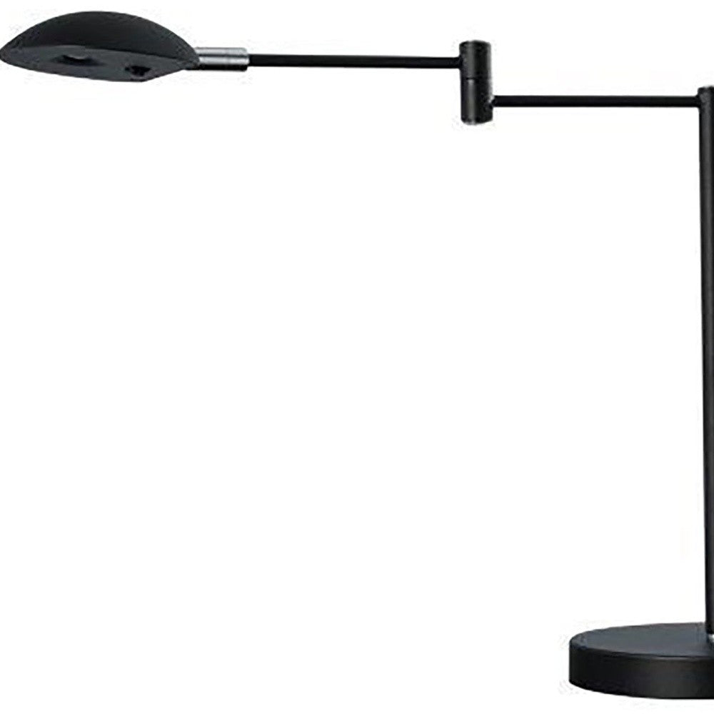 16" Black Metal Swing Arm Desk Table Lamp With Black Shade