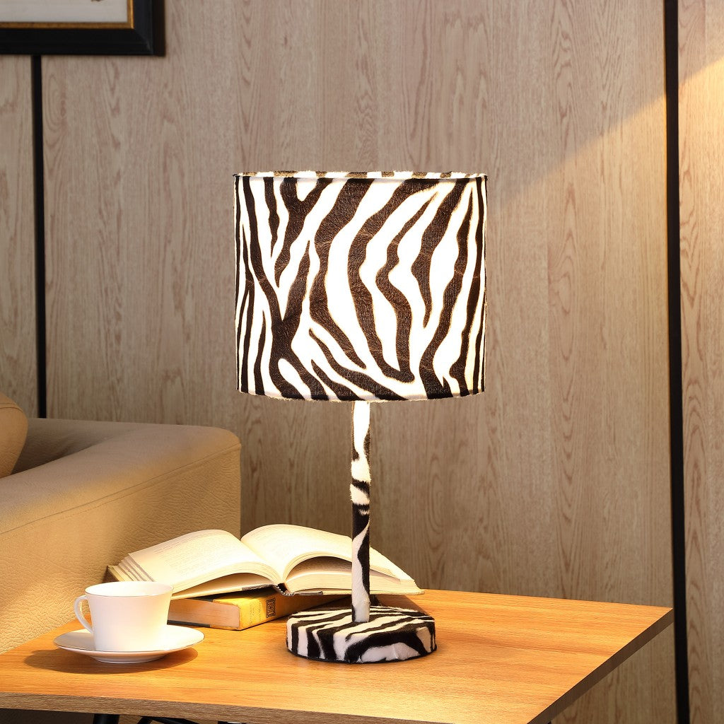 19" White Bedside Table Lamp With White Drum Shade