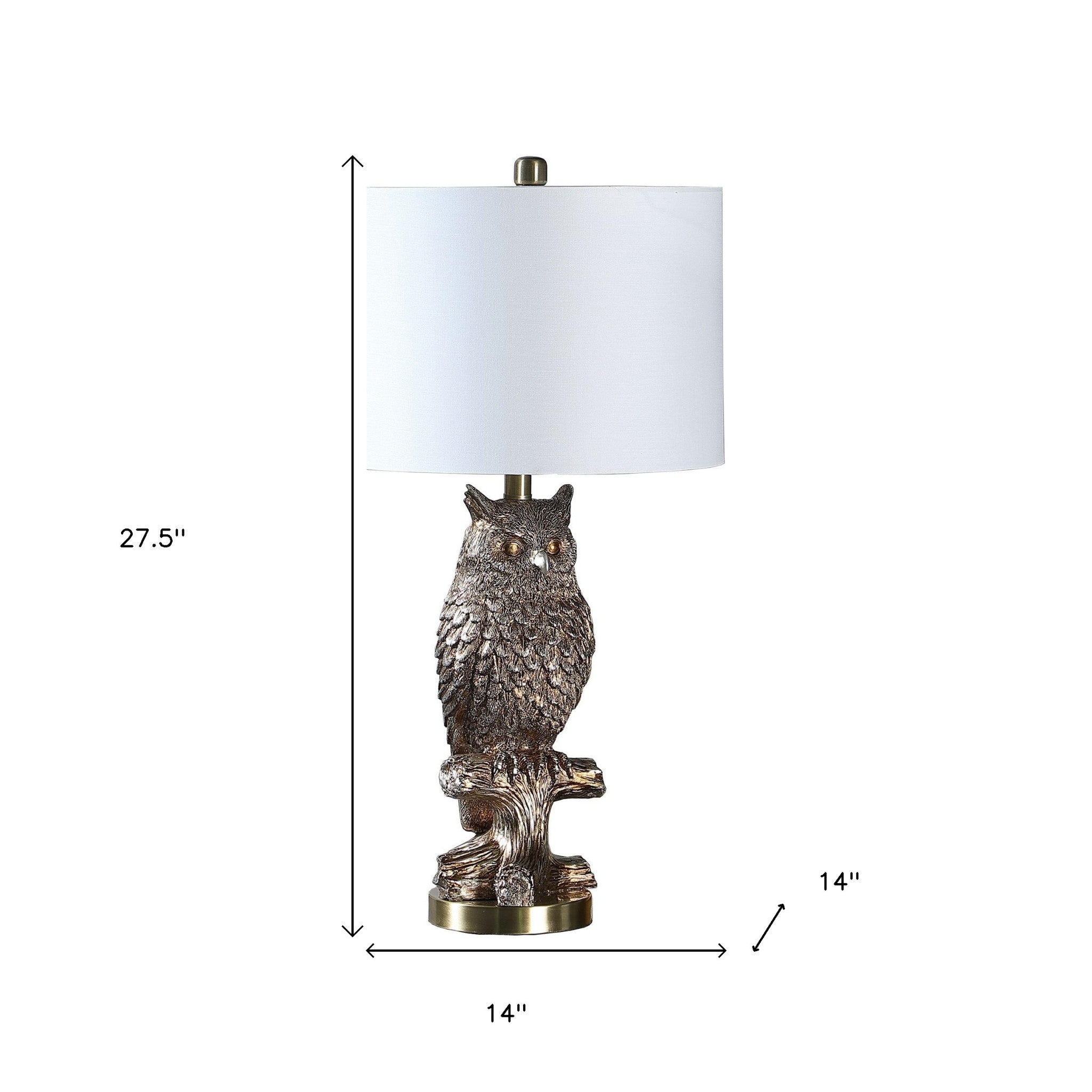 28”  Antiqued Silver Resin Owl Table or Desk Lamp