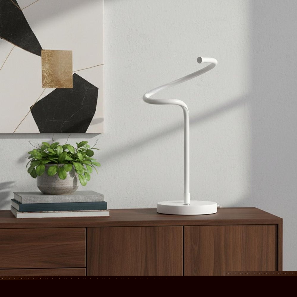 18" White Curvy Spiral LED Table Lamp
