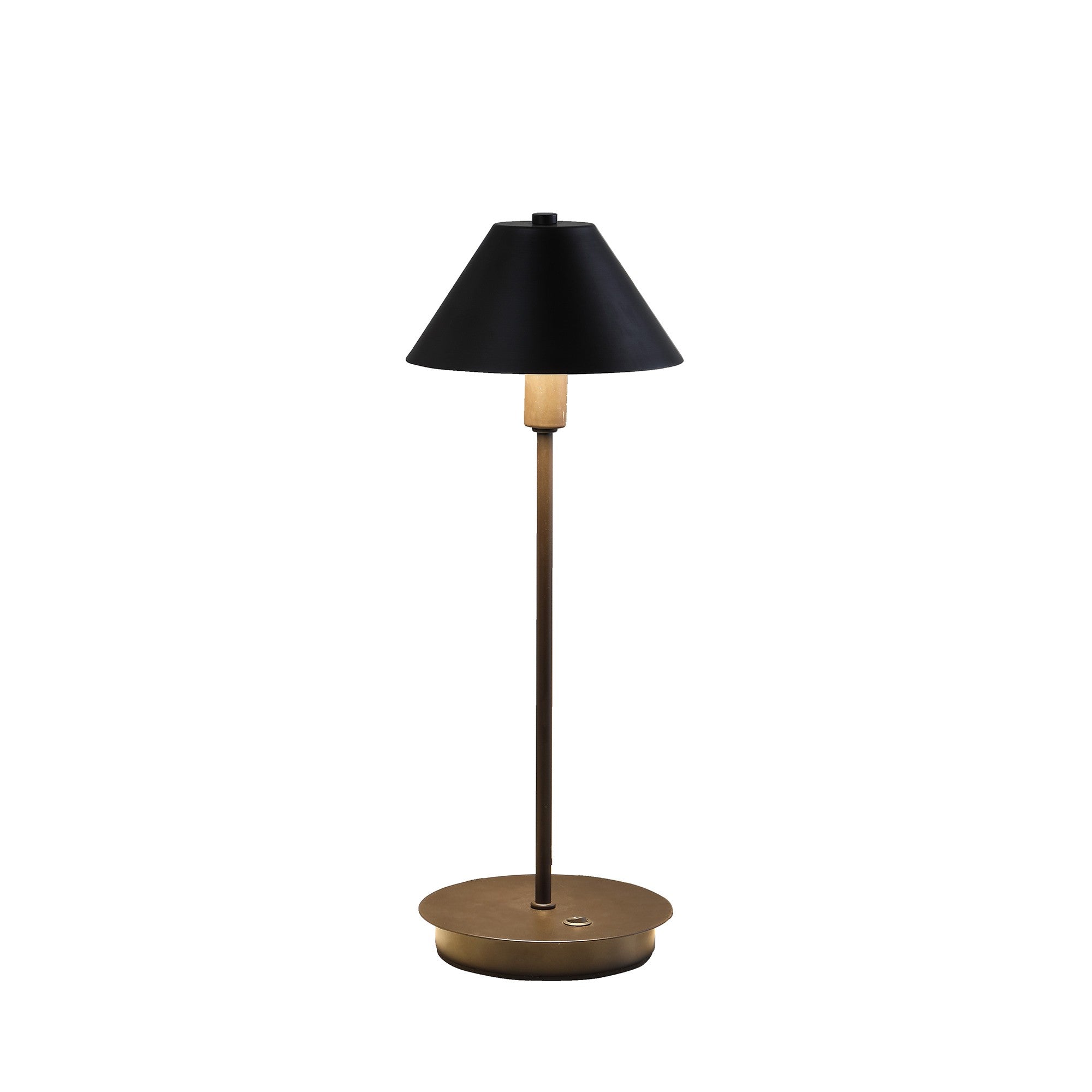 18" Black Metal Bedside Table Lamp With Black Cone Shade