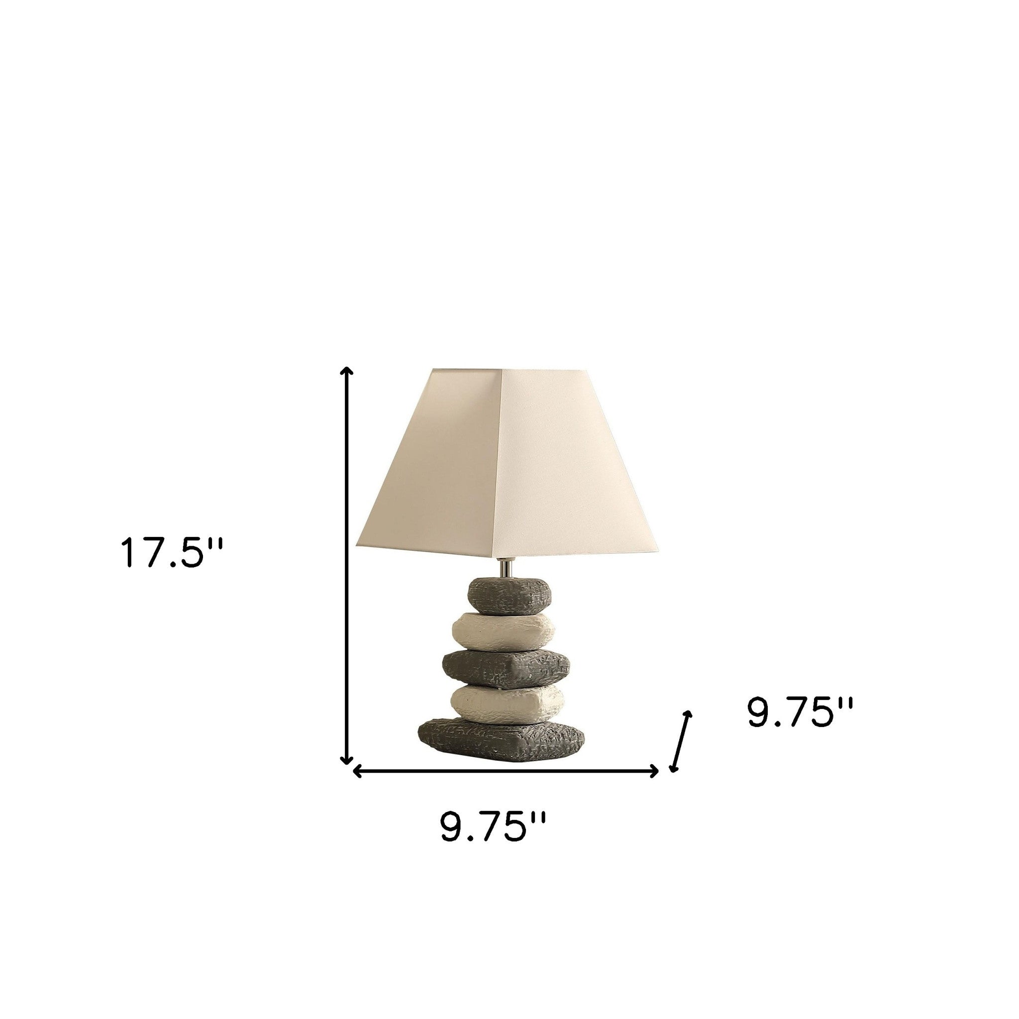 18" Gray Bedside Table Lamp With Off White Empire Shade