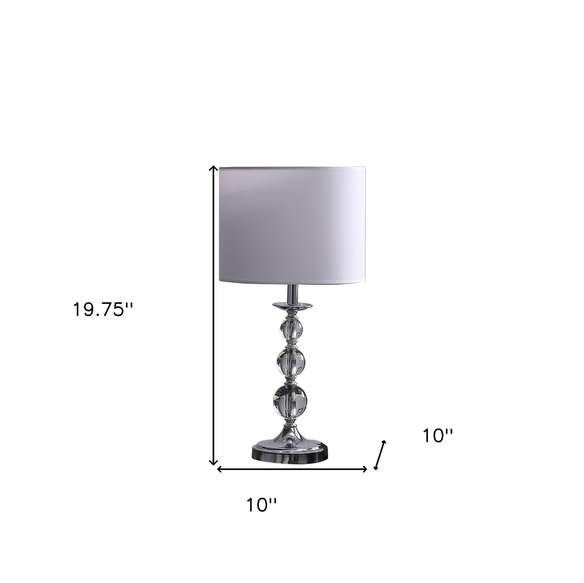 20" Silver Bedside Table Lamp With White Drum Shade