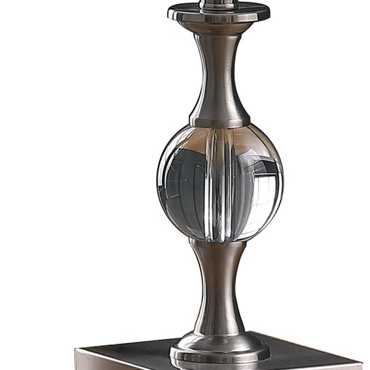 20" Silver Bedside Table Lamp With White Drum Shade