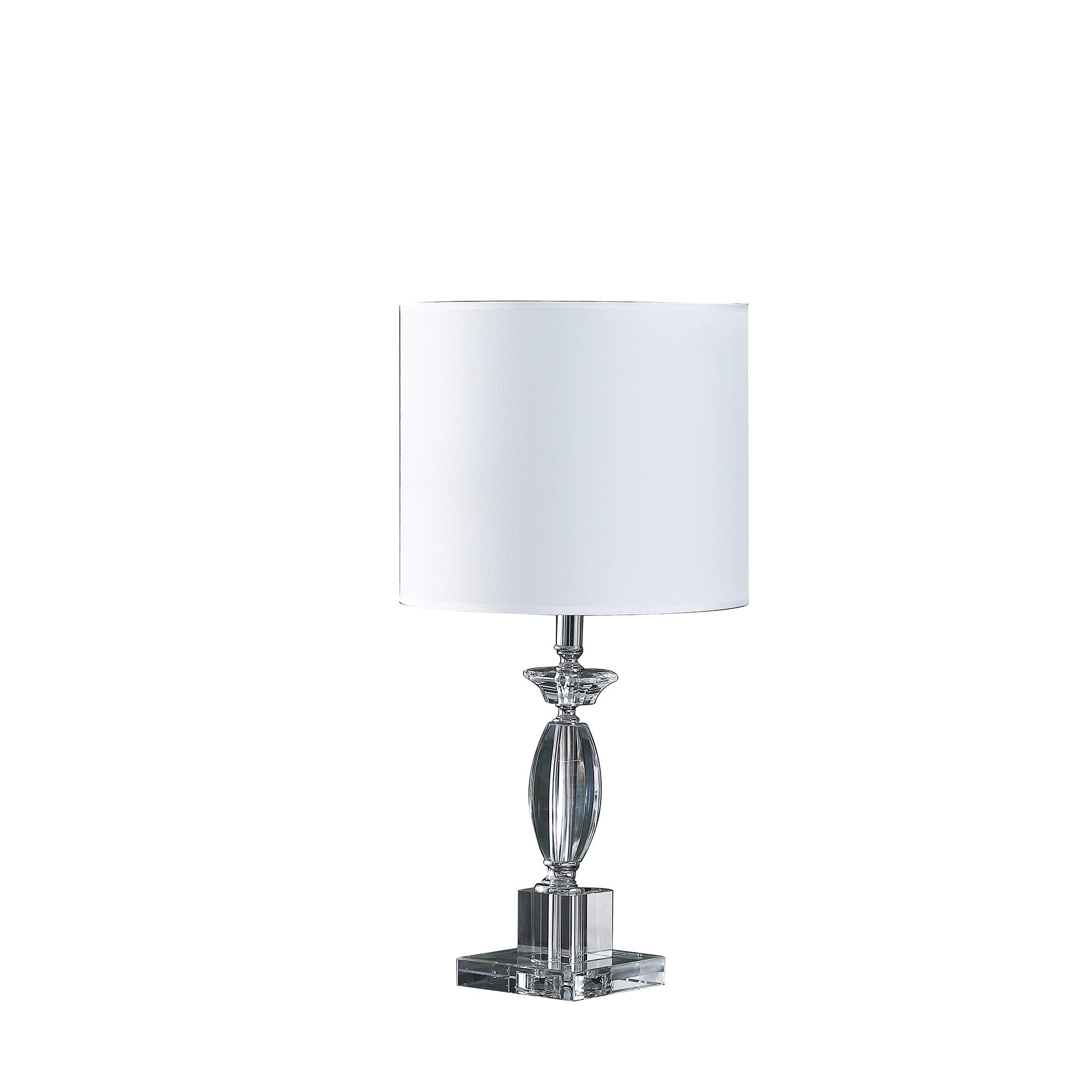 23" Silver Crystal Standard Table Lamp With White Classic Drum Shade Table Lamp