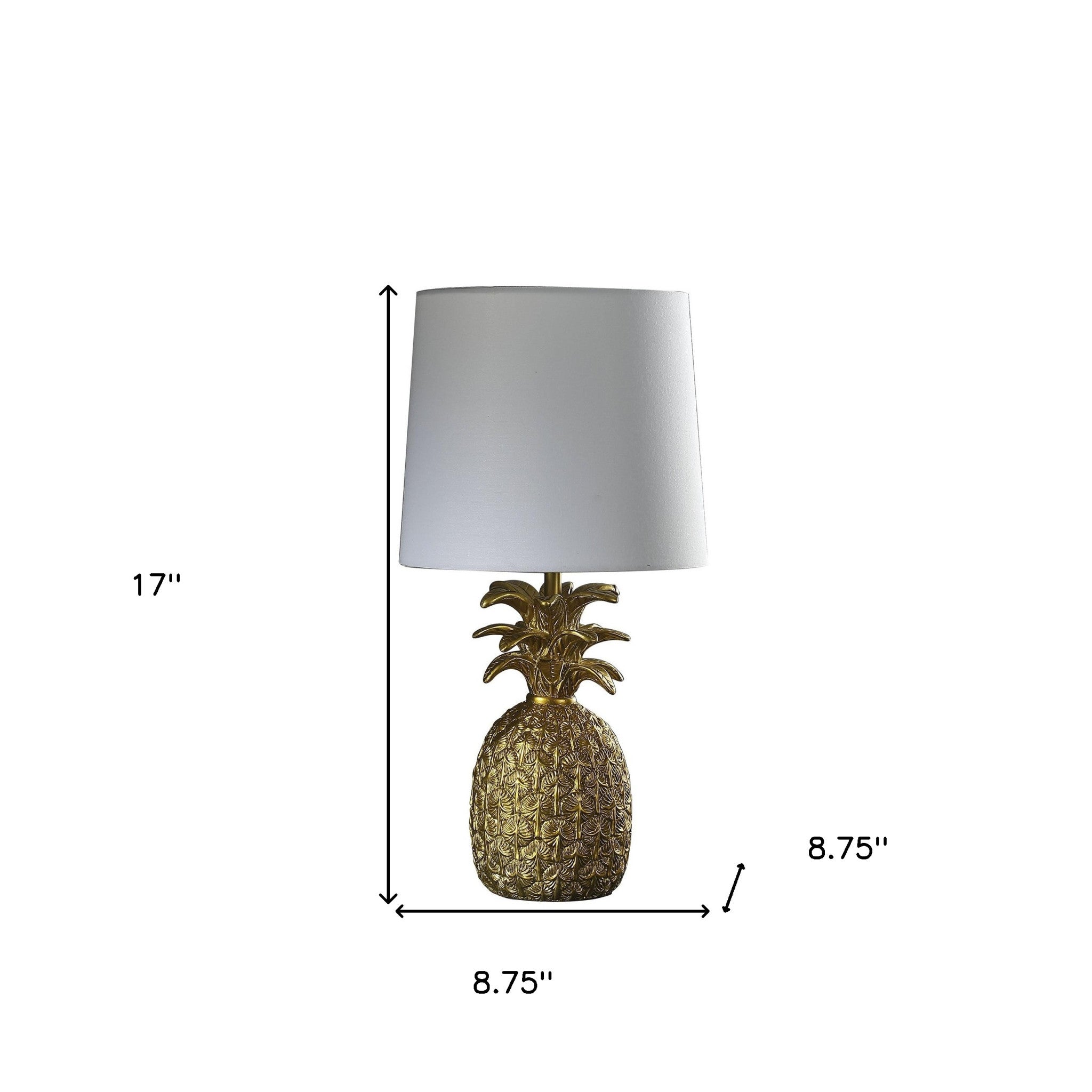 17" Gold Bedside Table Lamp With White Empire Shade