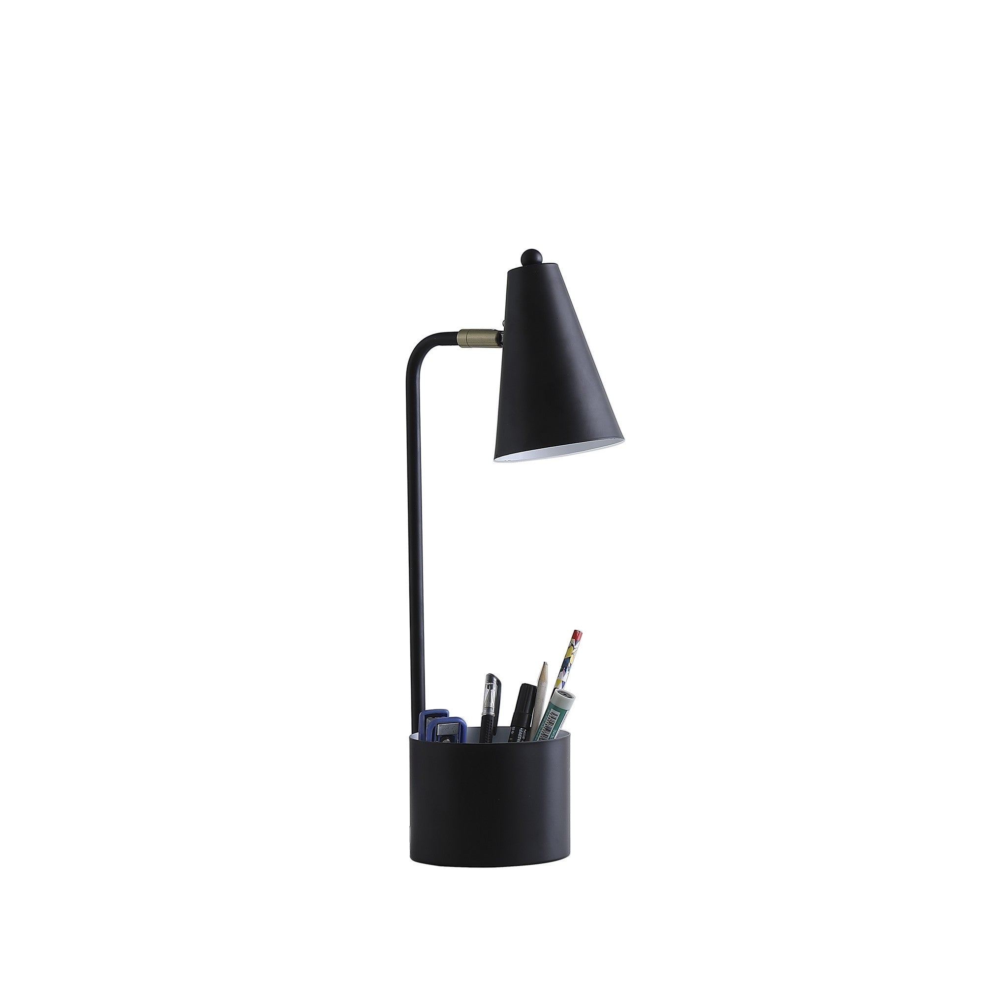 20" Black Desk Table Lamp With Black Cone Shade