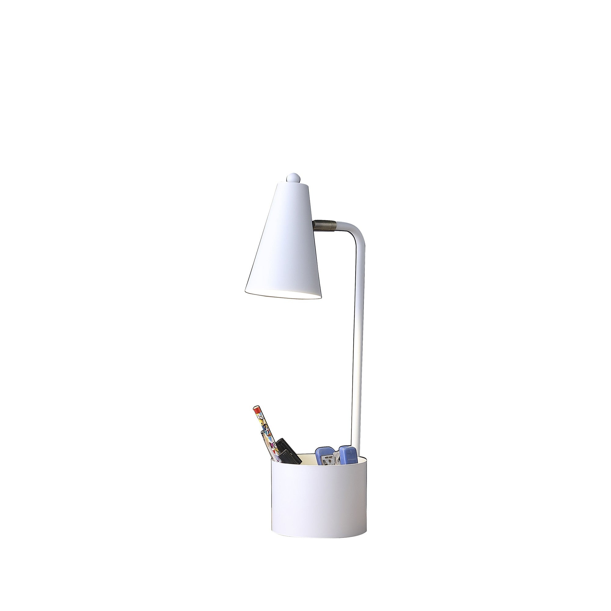 20" Compact White Student Metal Desk Lamp
