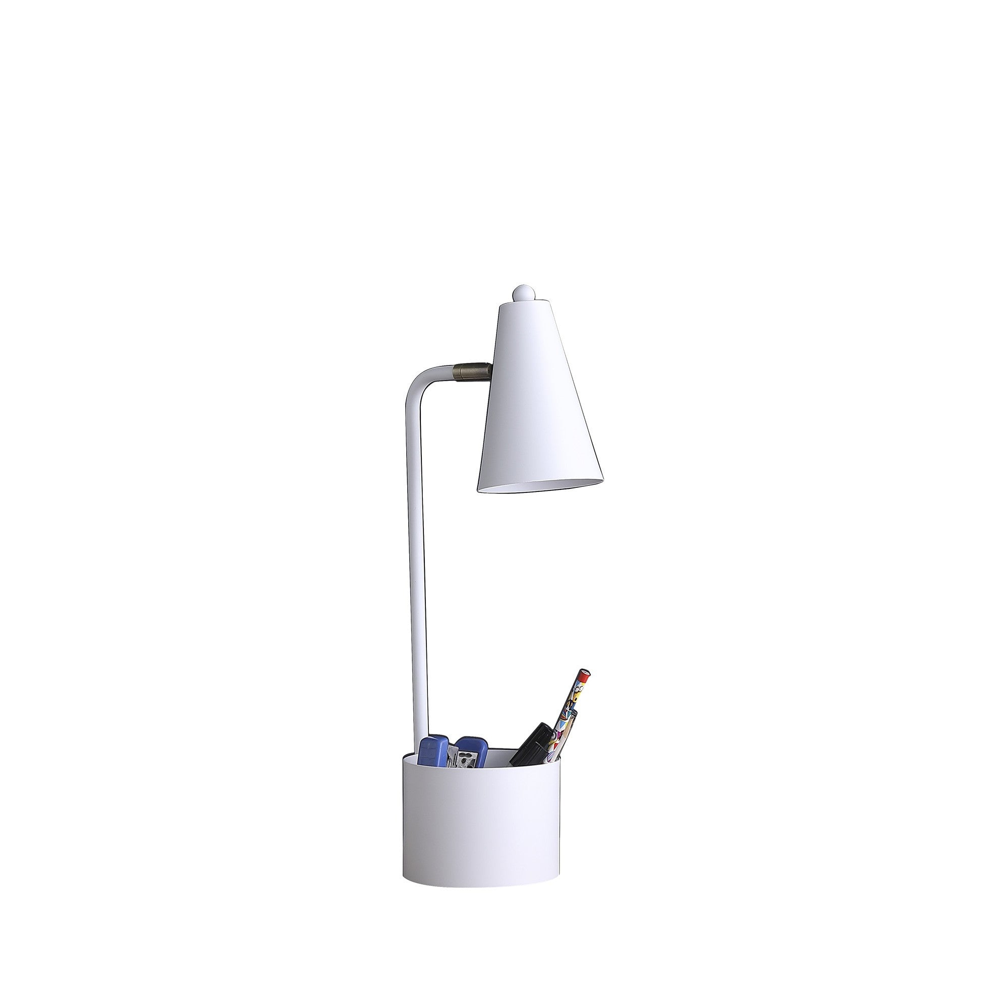 20" Compact White Student Metal Desk Lamp