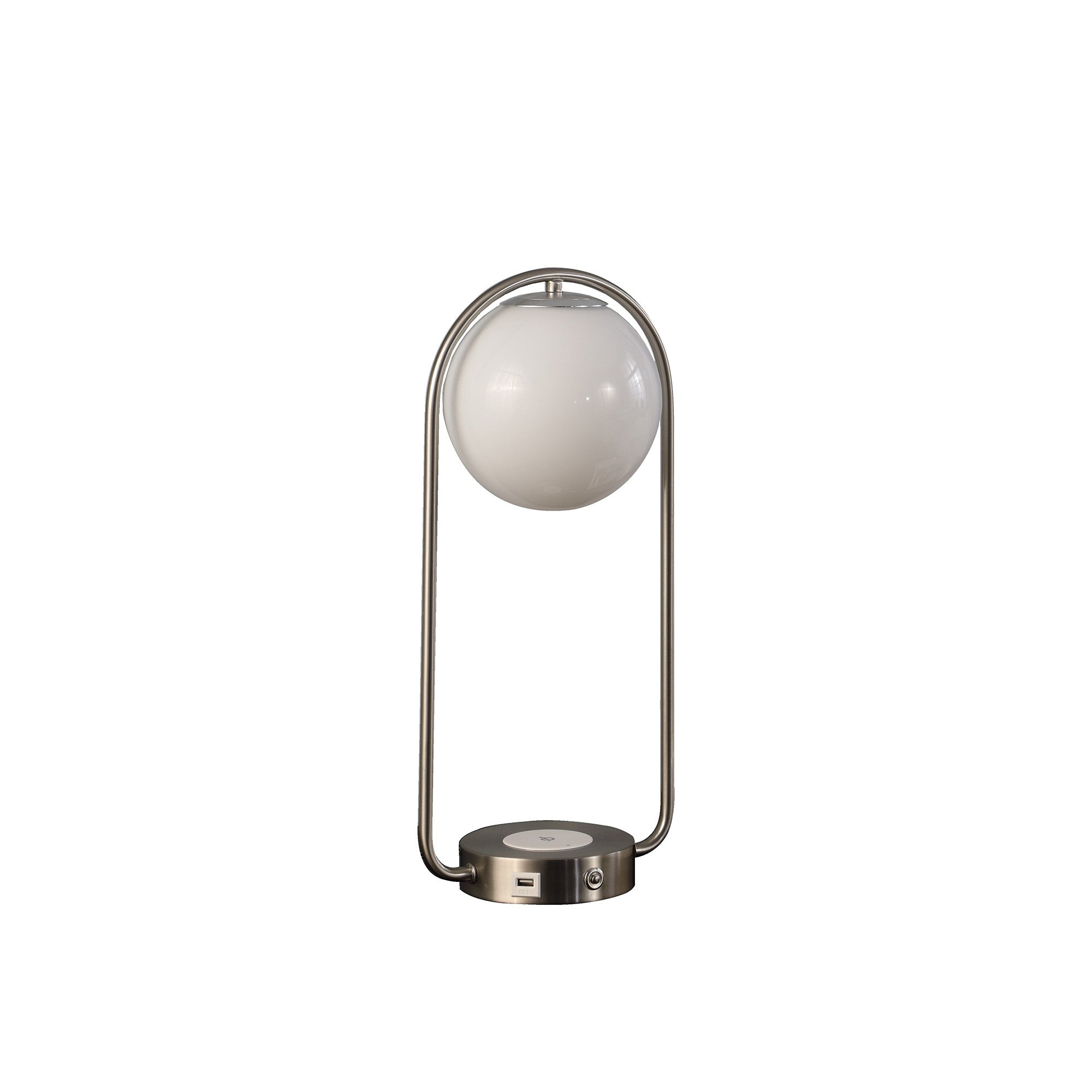 19" Silver Clip Globe USB Table Lamp