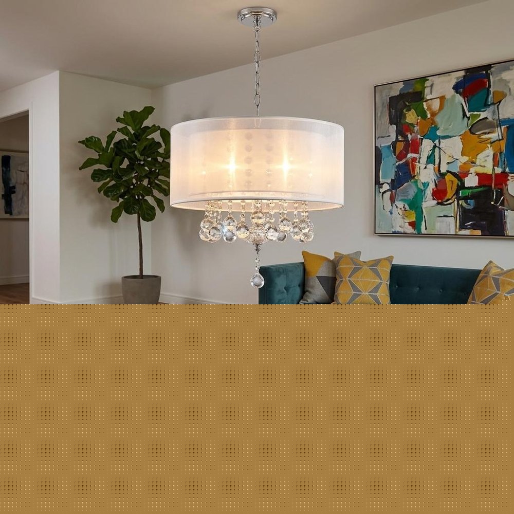 Chic Silver Ceiling Lamp with Crystal Accents and Silver Shade