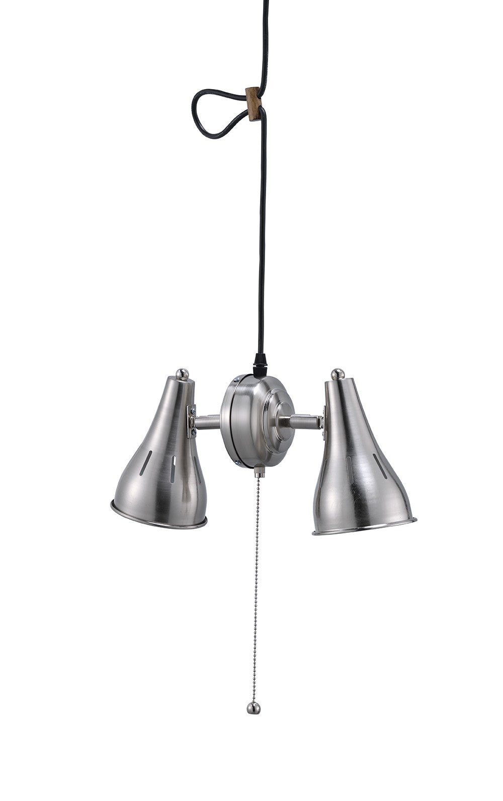 Two Light Industrial Silver Hanging Light