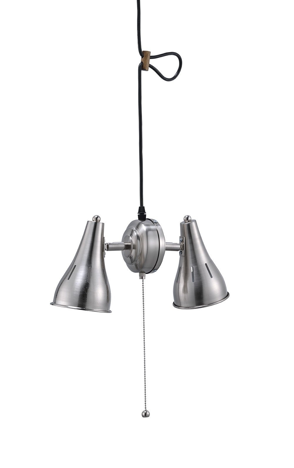 Two Light Industrial Silver Hanging Light