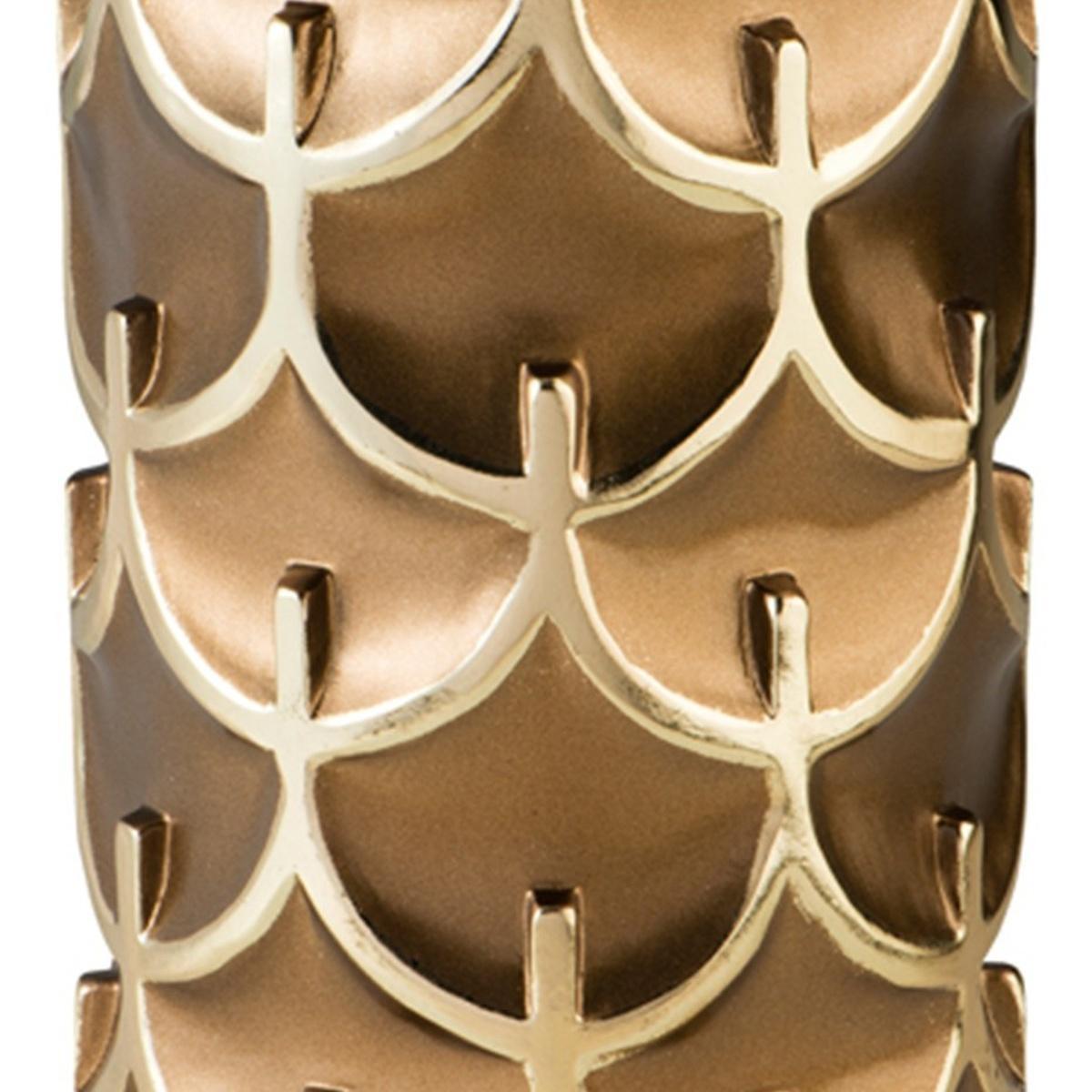 14" Polyresin Gold Geometric Cylinder Table Vase