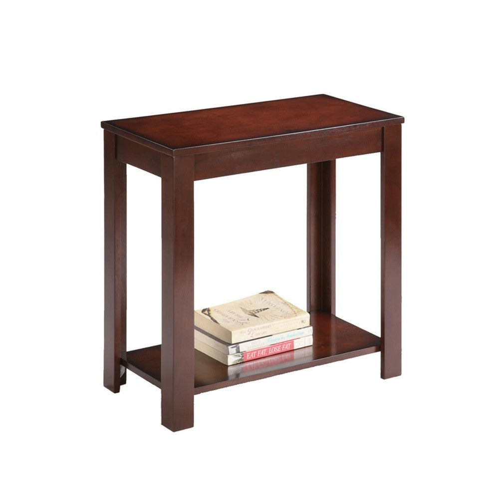 24" Brown End Table With Shelf
