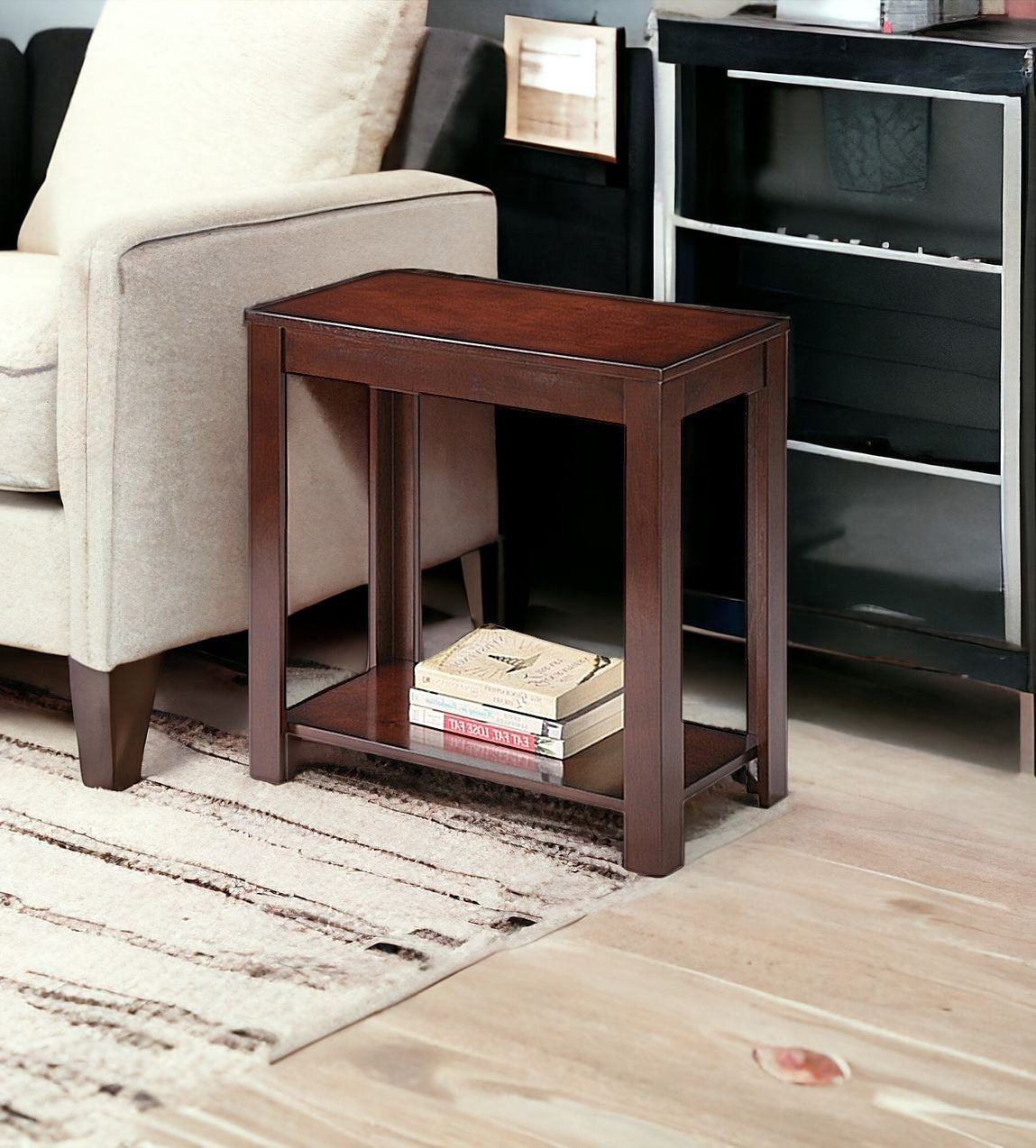 24" Brown End Table With Shelf