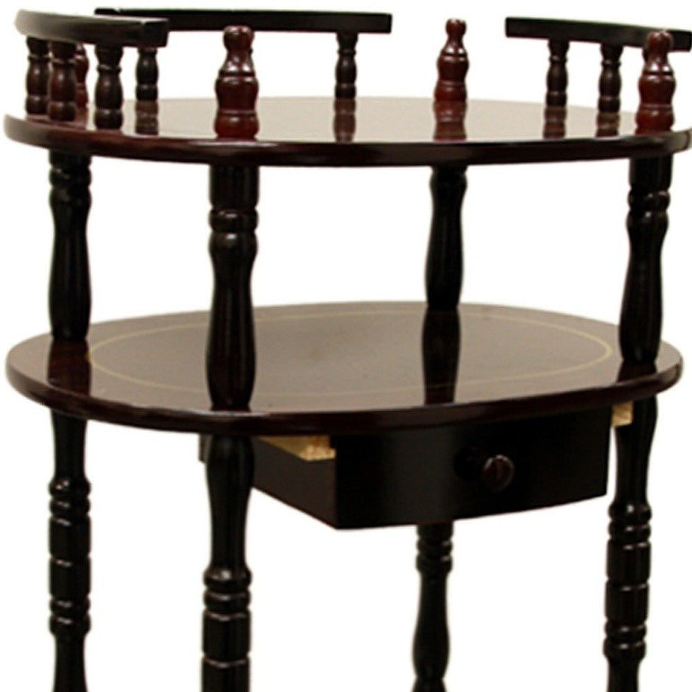 28" Brown Oval End Table With Drawer