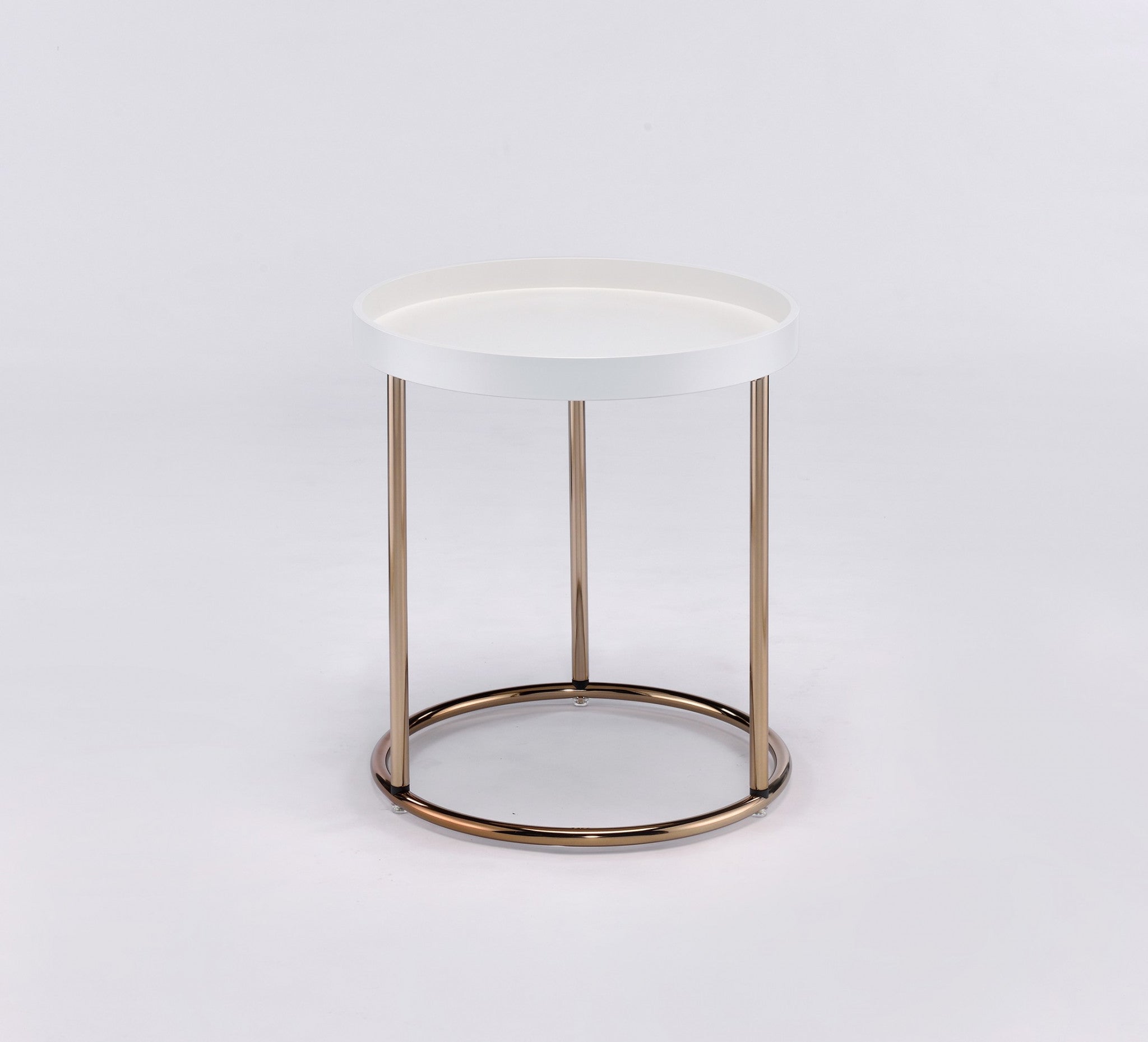 22" Copper And White Round End Table