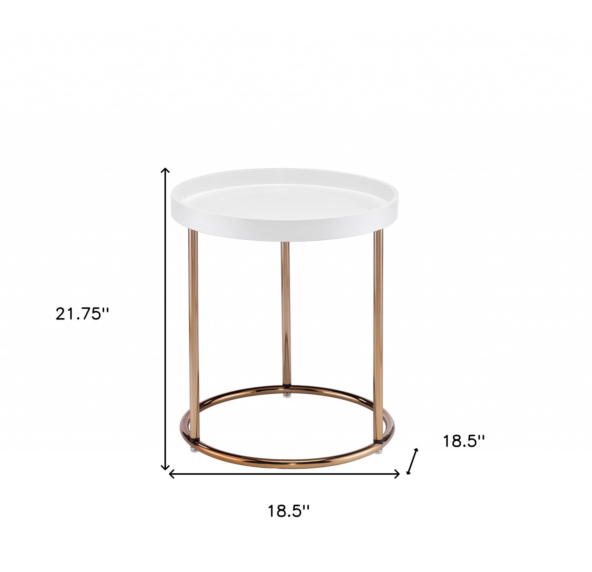 22" Copper And White Round End Table