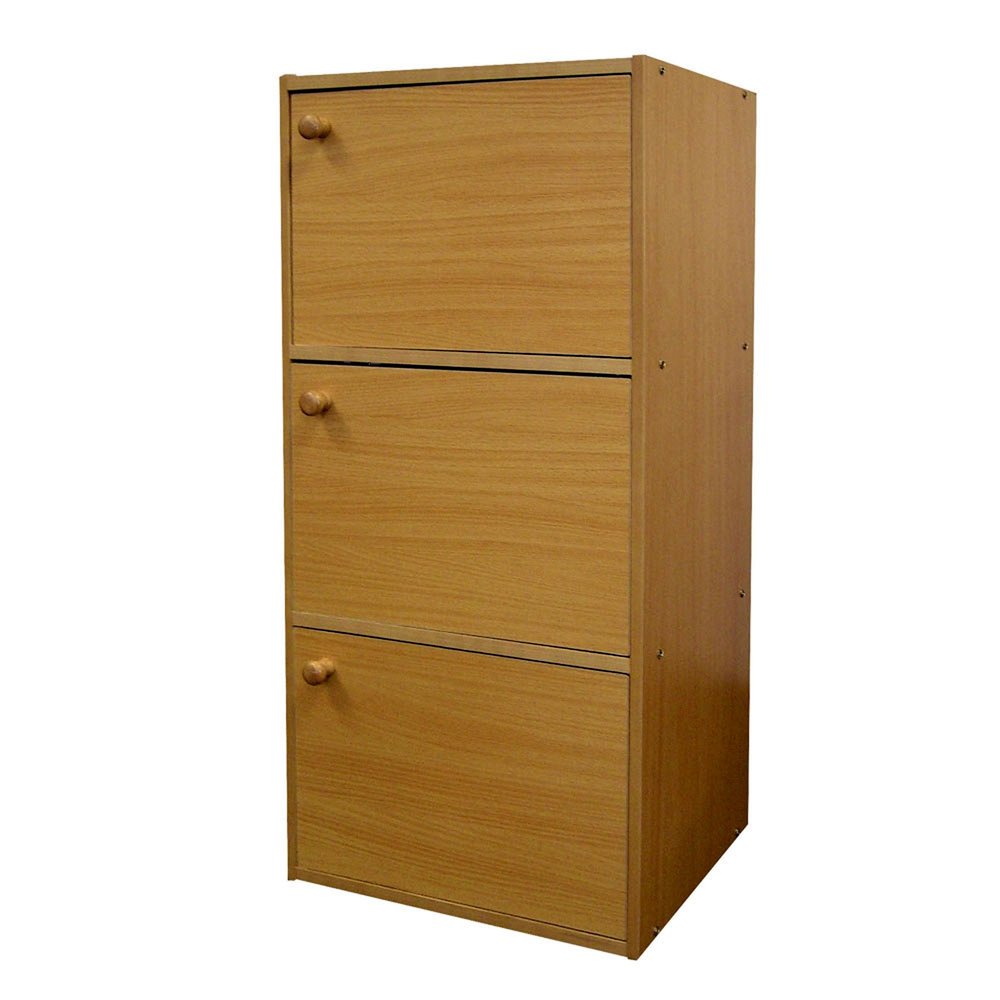 36" Natural Wood Three Tier Bookcase