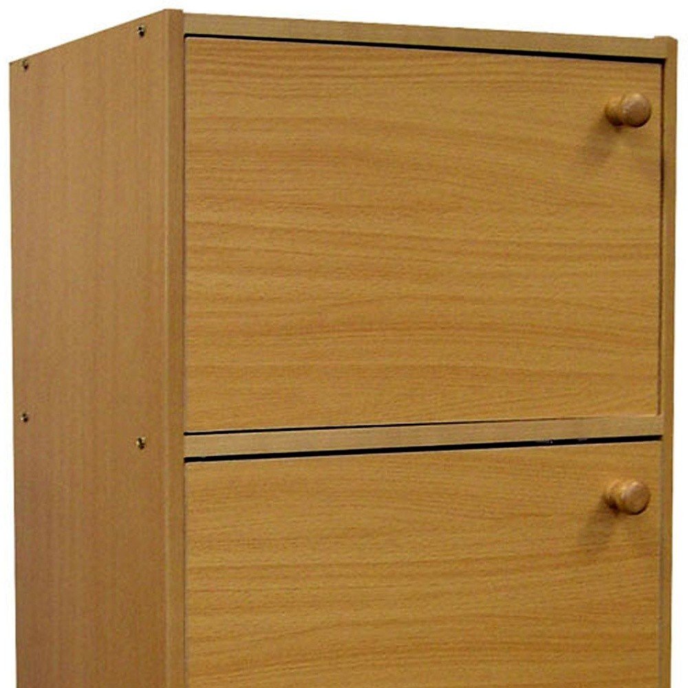 36" Natural Wood Three Tier Bookcase