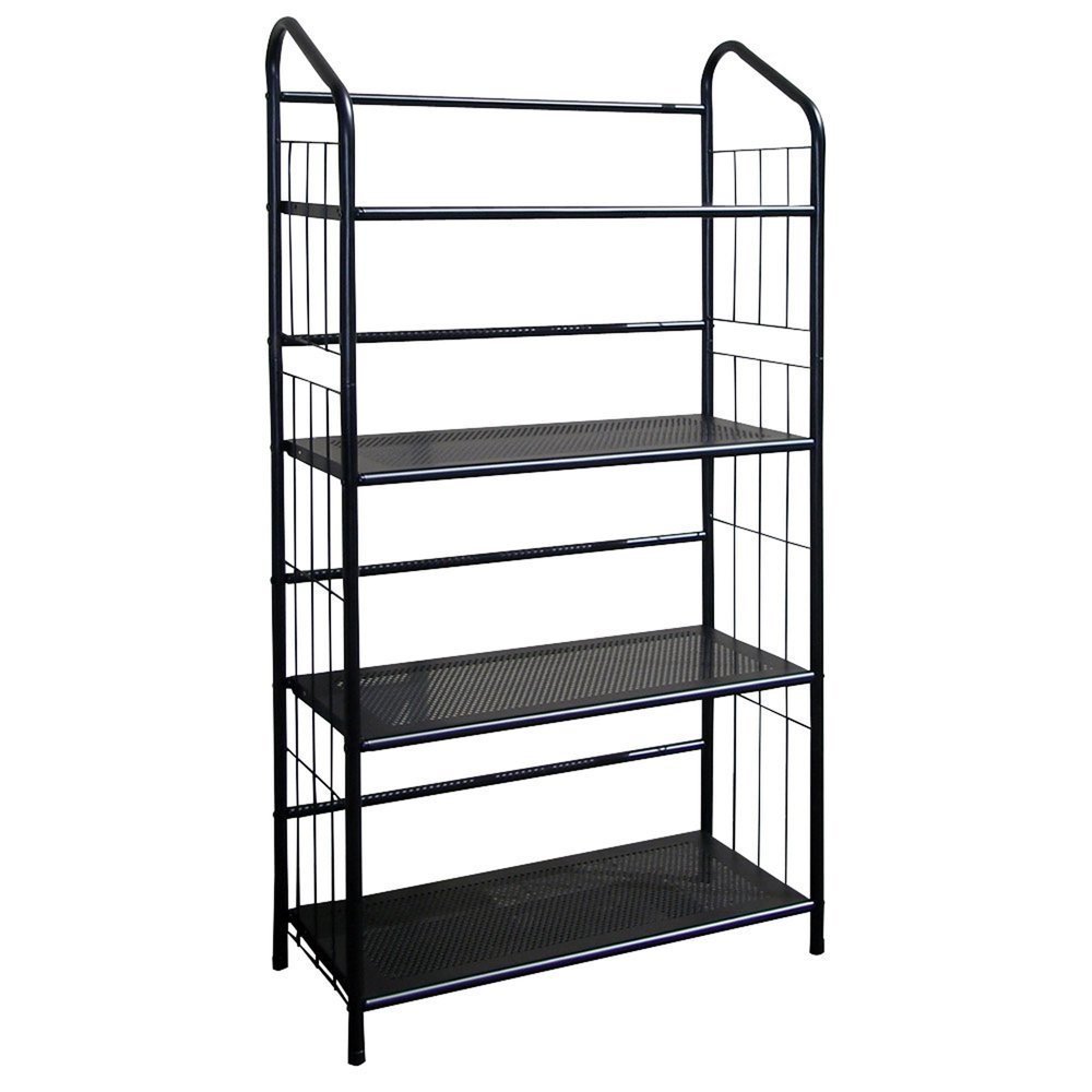 49" Black Metal Four Tier Bookcase